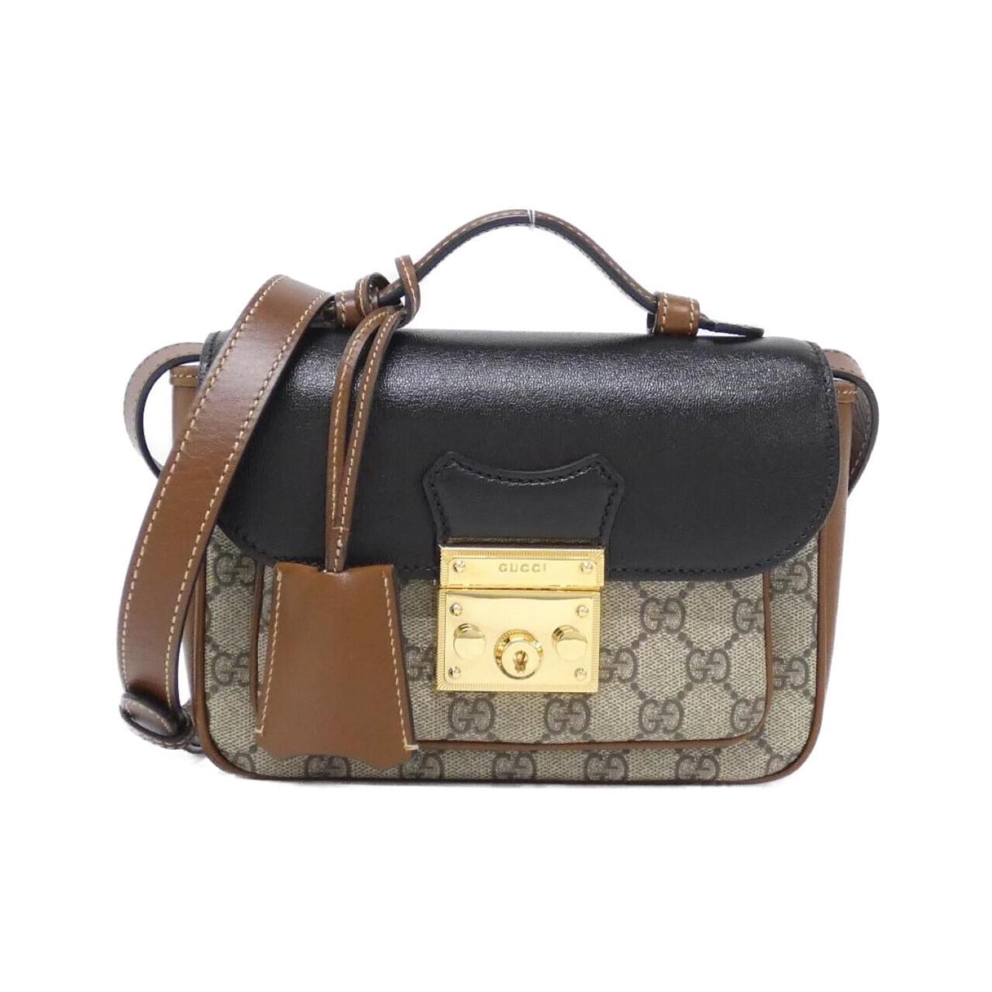 Gucci Beige Black Brown Gg Supreme Shoulder Bag (Pre-Owned)