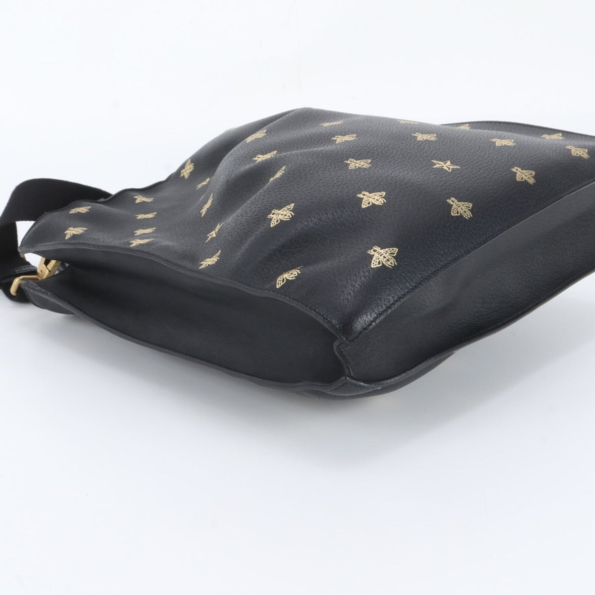 Gucci Black Leather Messenger Bag Shoulder Bag Tote Bag (Pre-Owned)