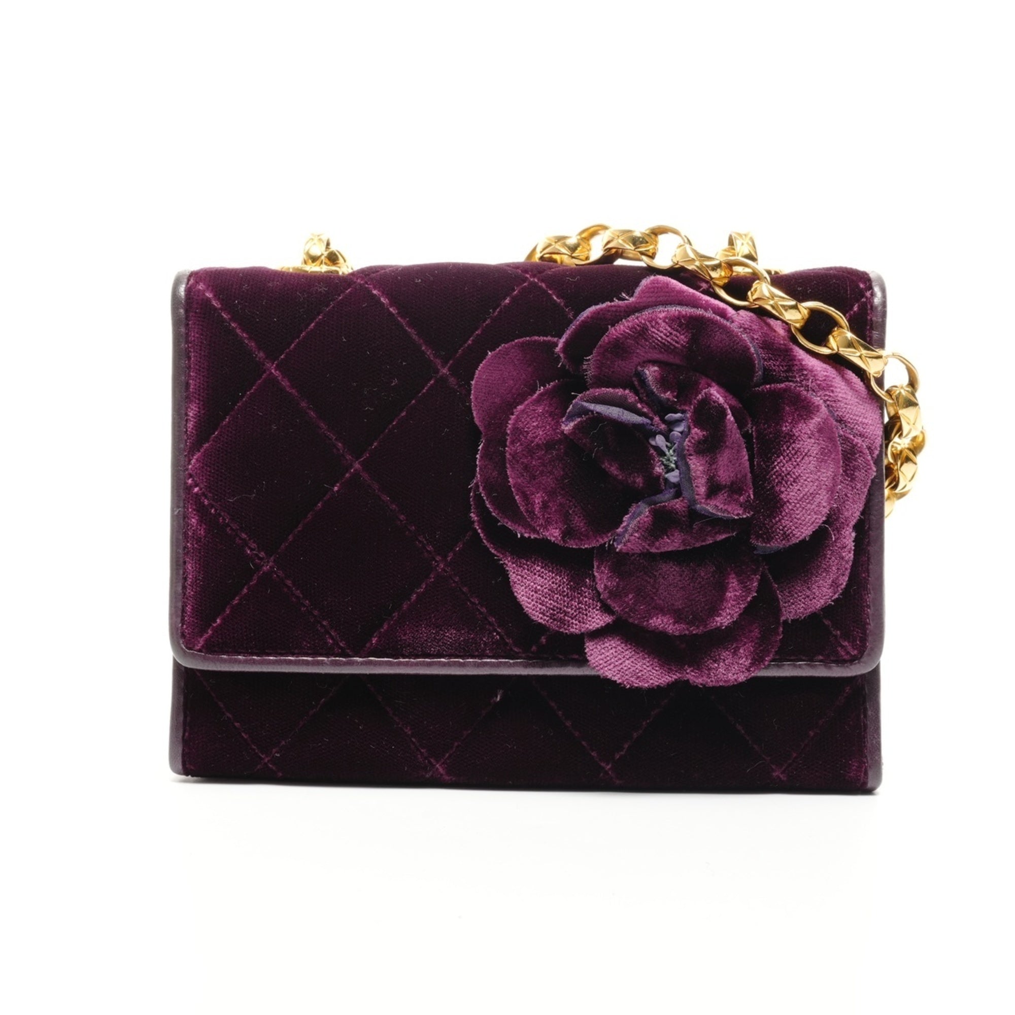 Chanel Camellia Purple Leather Shoulder Bag (Pre-Owned)