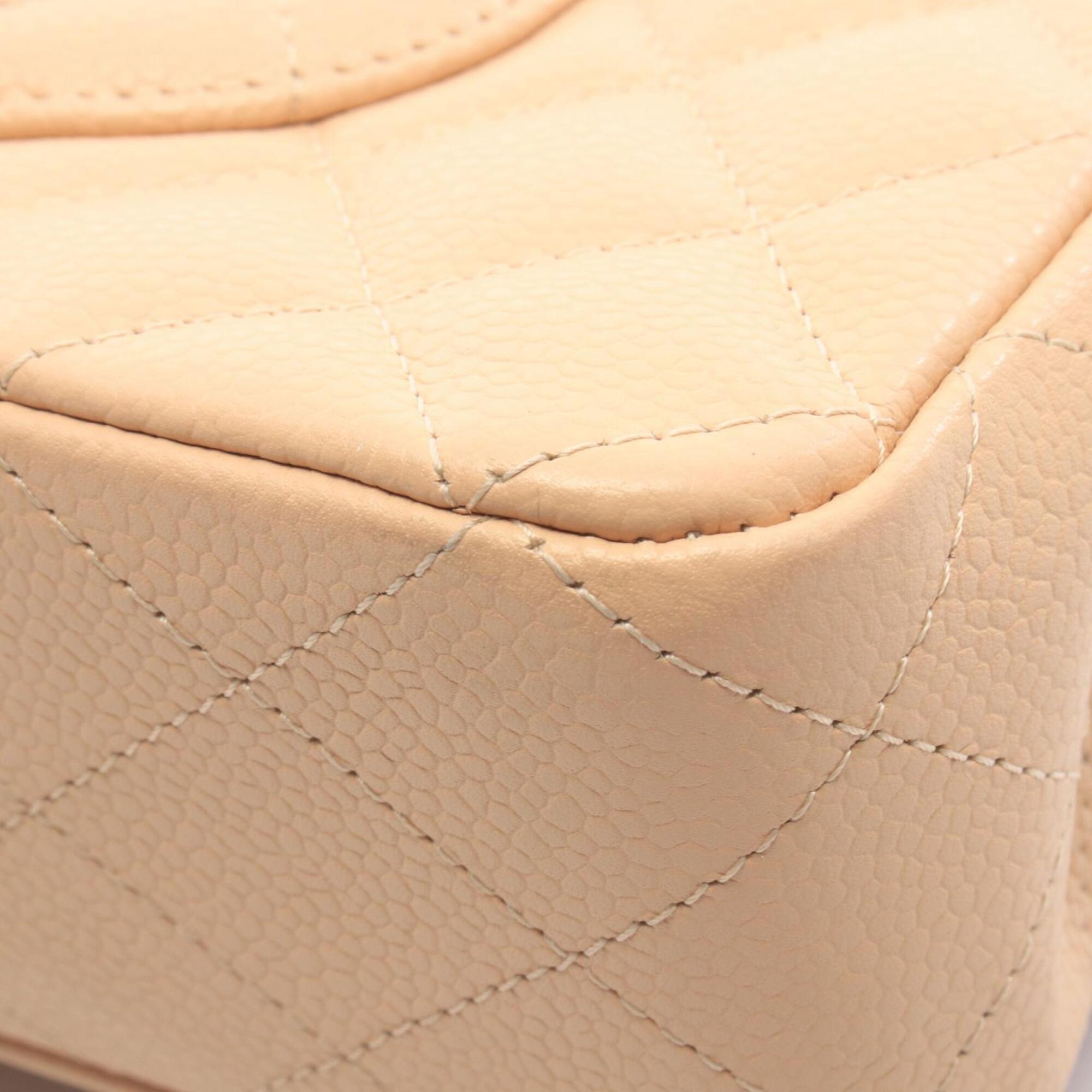 Chanel Beige Grained Calfskin Handbag Shoulder Bag (Pre-Owned)