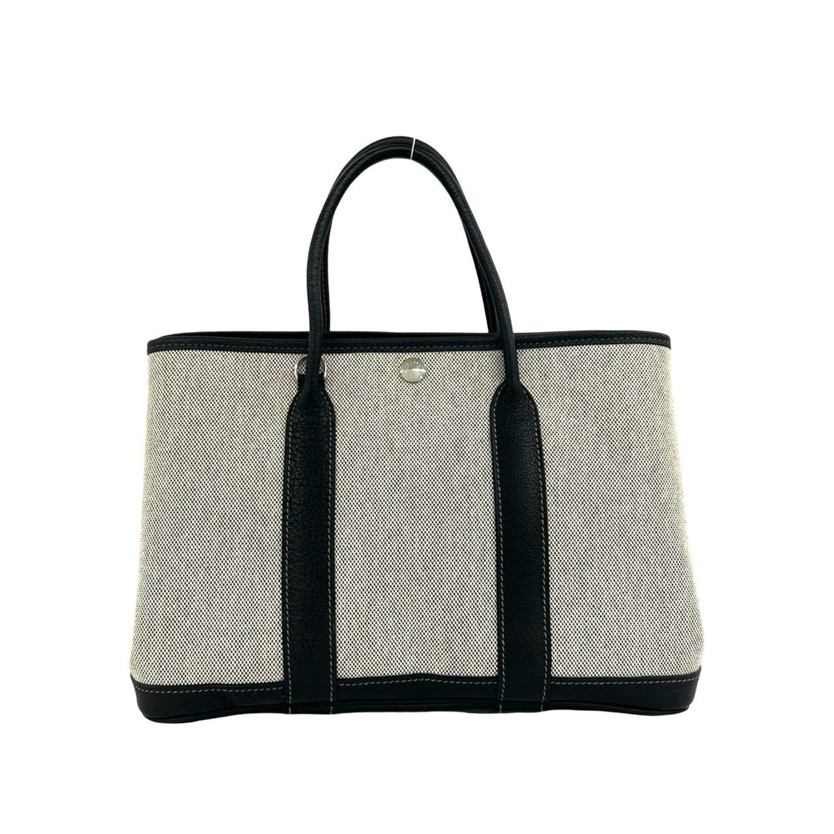 Hermes Black Gray Toile H Buffalo Leather Handbag Shoulder Bag (Pre-Owned)