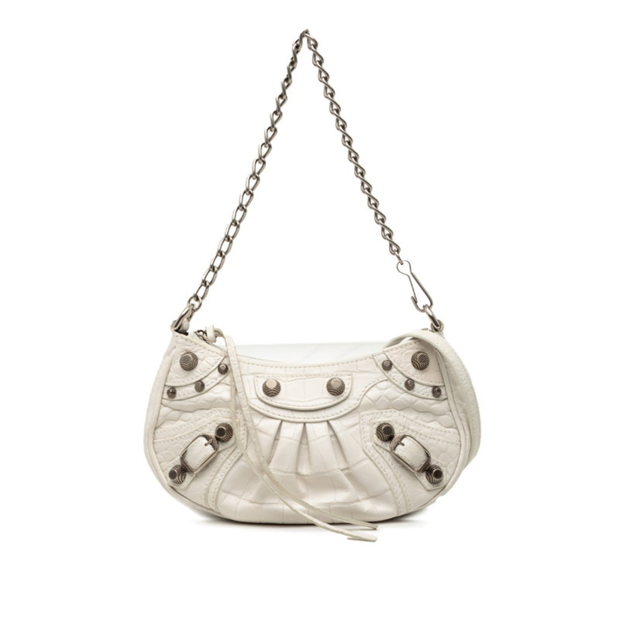 Balenciaga White Leather Handbag Shoulder Bag (Pre-Owned)