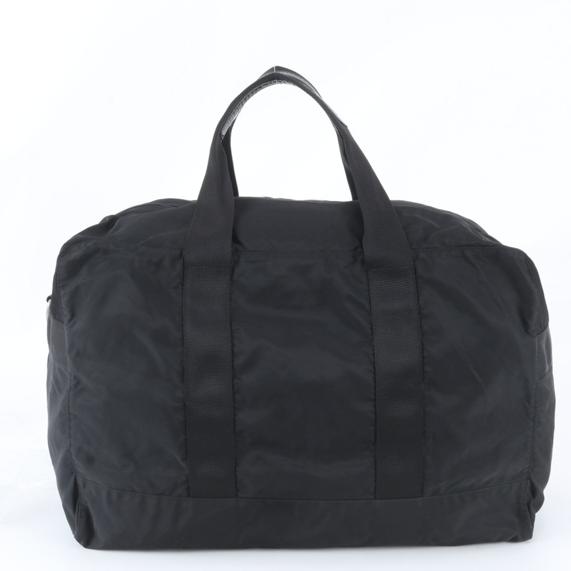 Prada Black Nylon Leather Boston Bag Tote Bag (Pre-Owned)