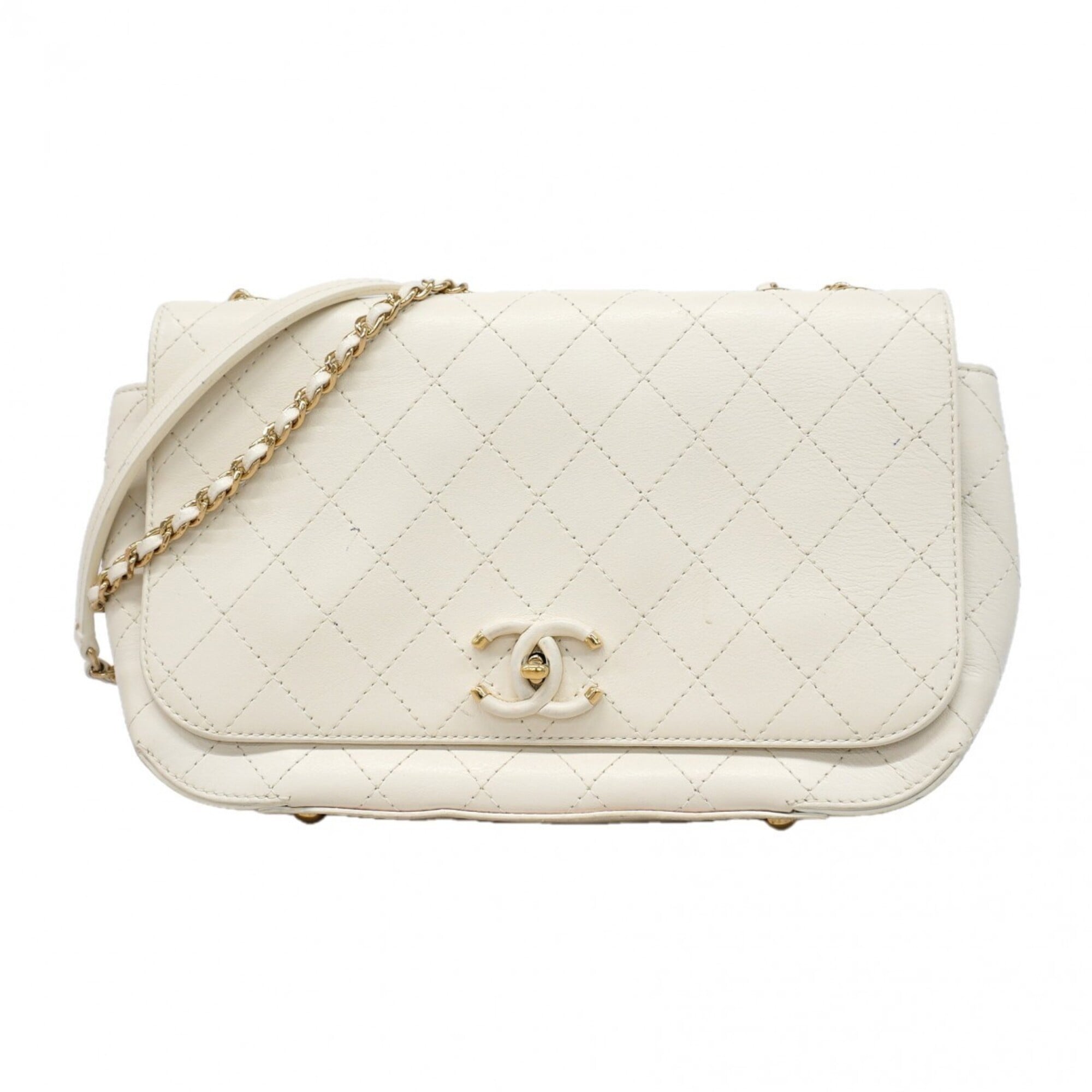 Chanel White Leather Shoulder Bag (Pre-Owned)
