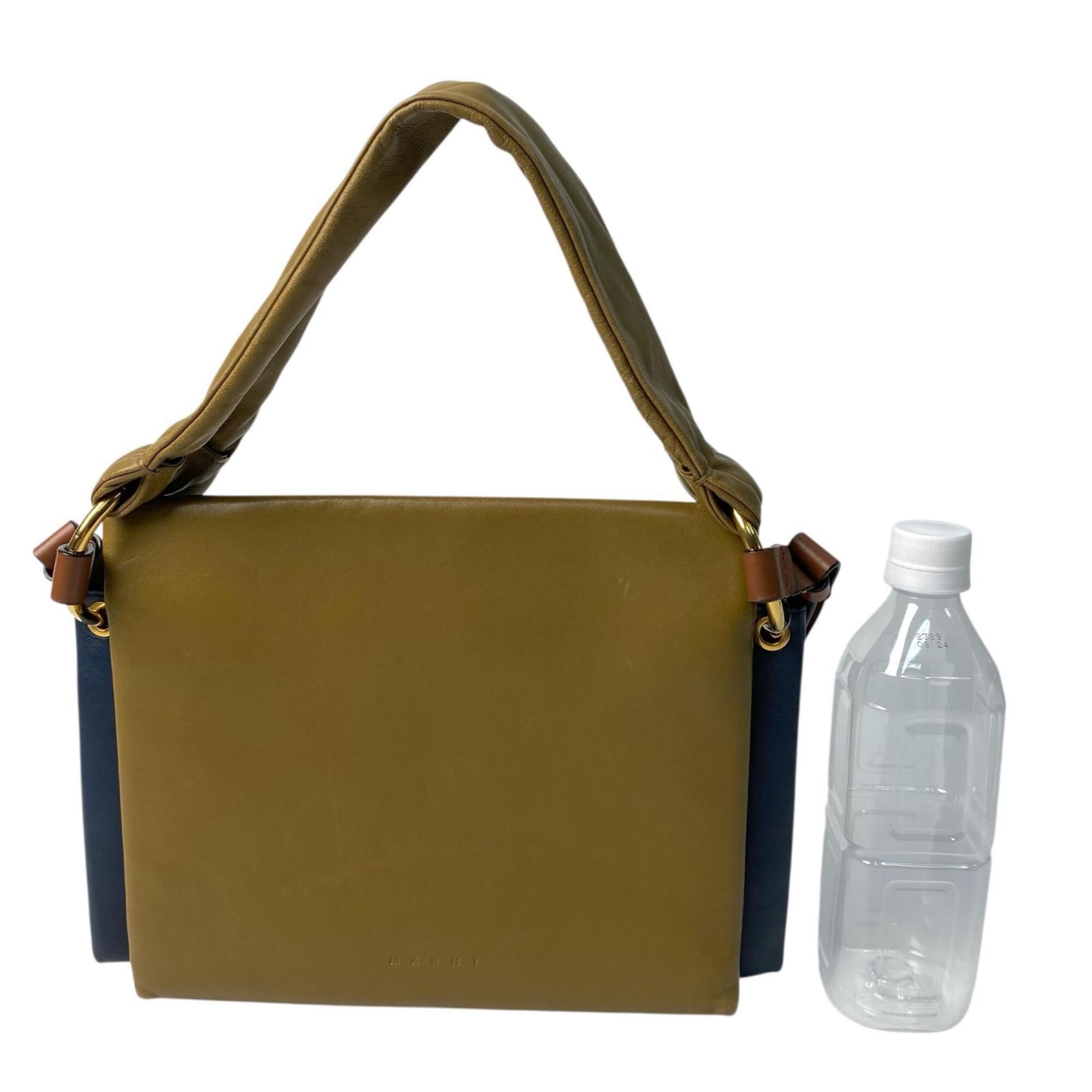 Marni Blue Khaki Leather Handbag Shoulder Bag (Pre-Owned)