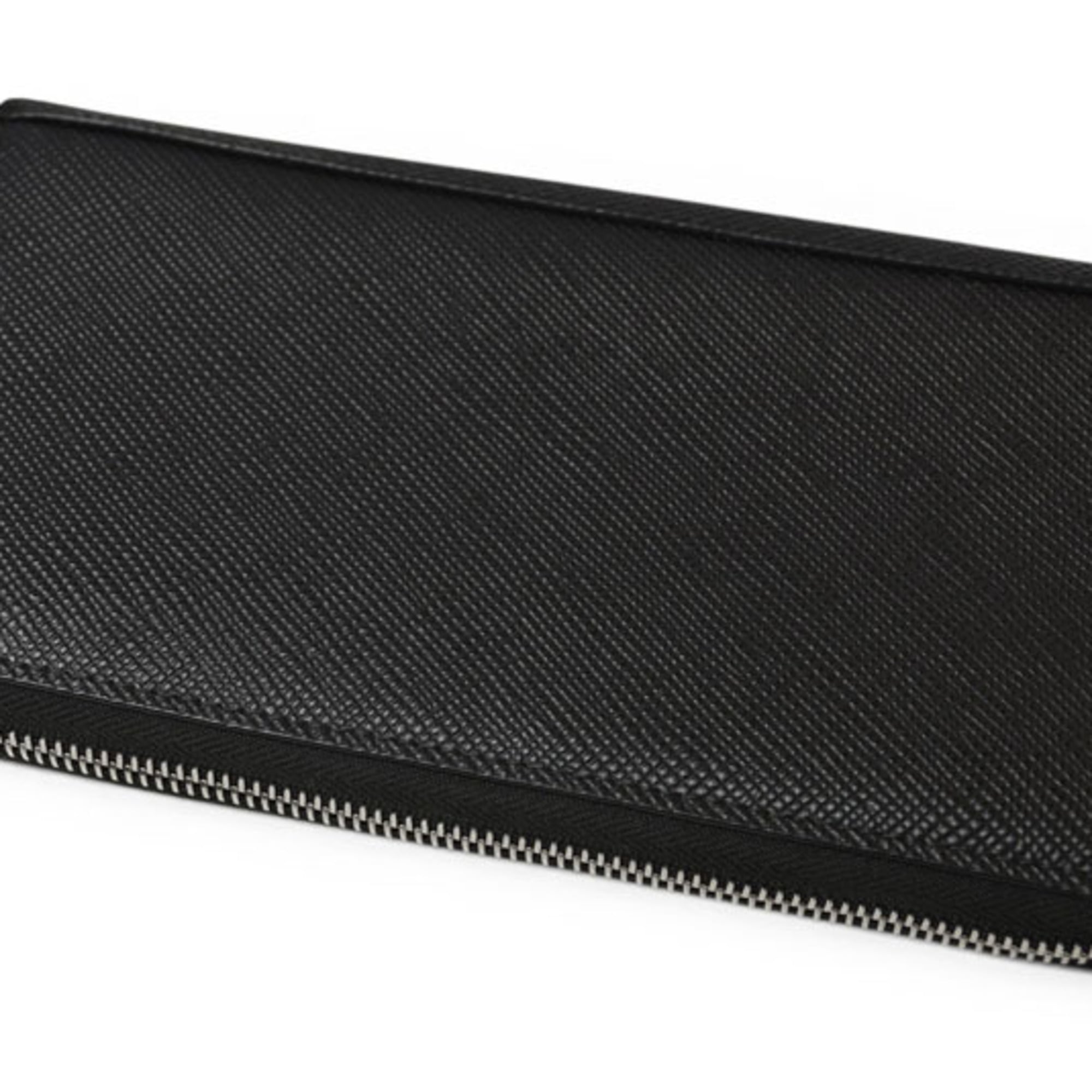 Prada Saffiano Black Leather Long Wallet (Bi-Fold) (Pre-Owned)