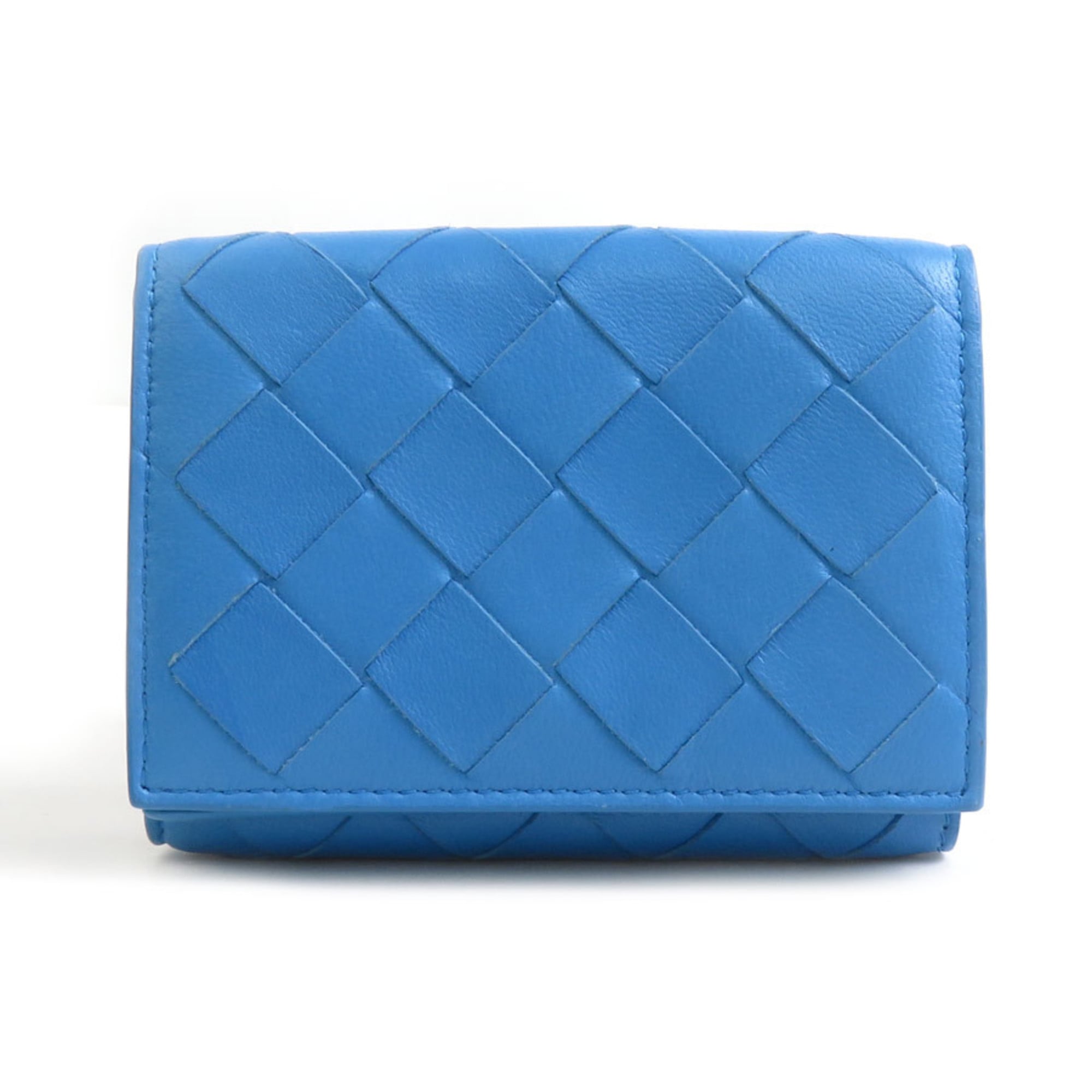 Bottega Veneta Blue Leather Wallet (Tri-Fold) (Pre-Owned)