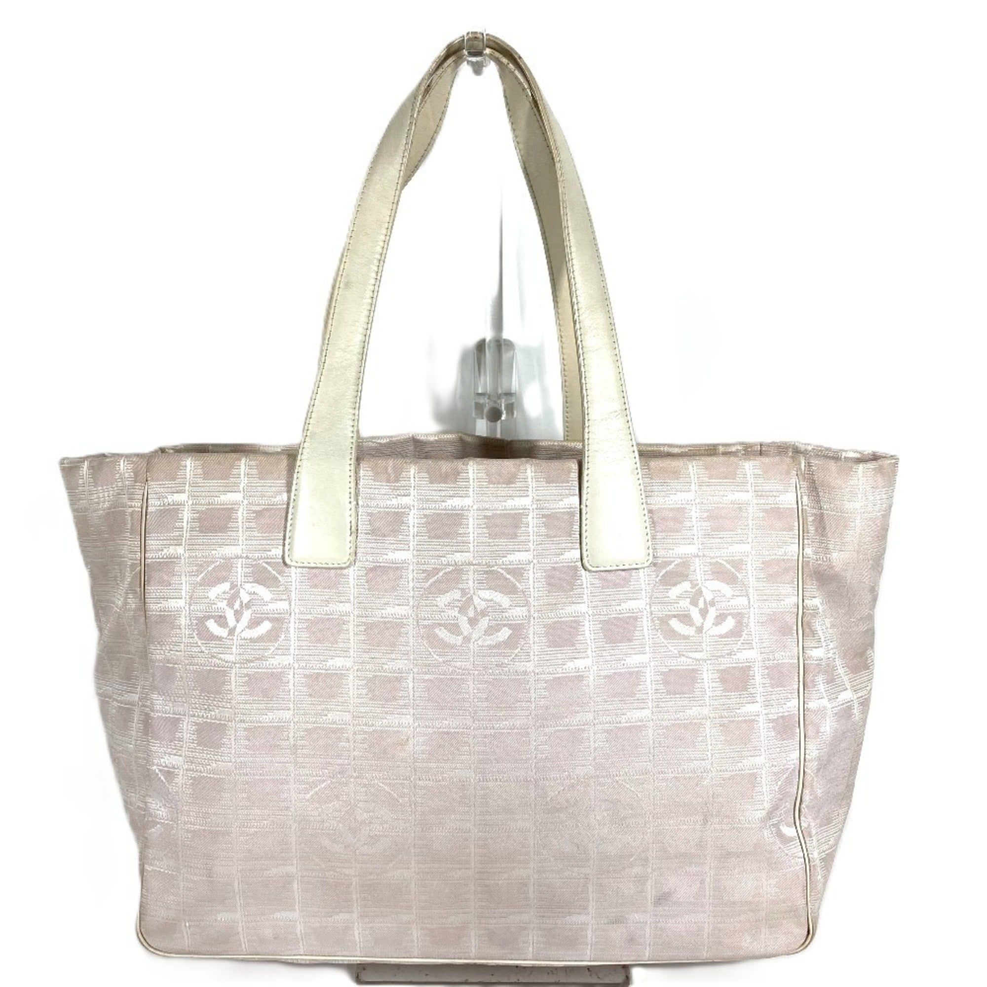 Chanel Beige Nylon Leather Tote Bag (Pre-Owned)