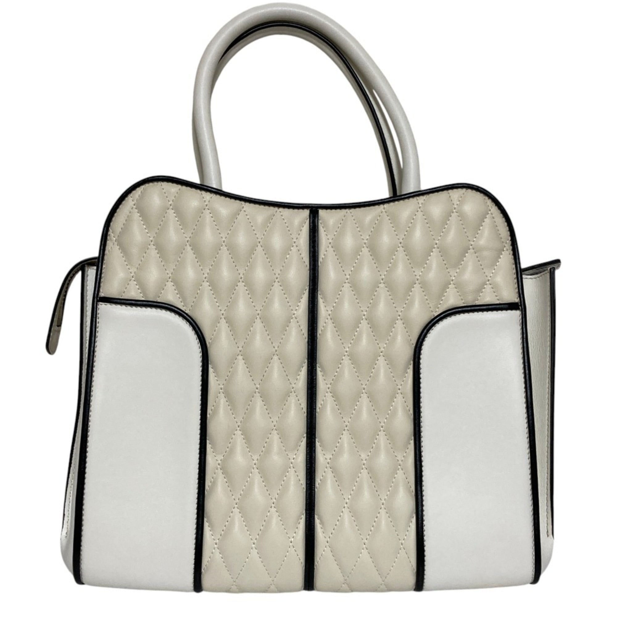 Tod's White Quilting Leather Handbag Shoulder Bag (Pre-Owned)