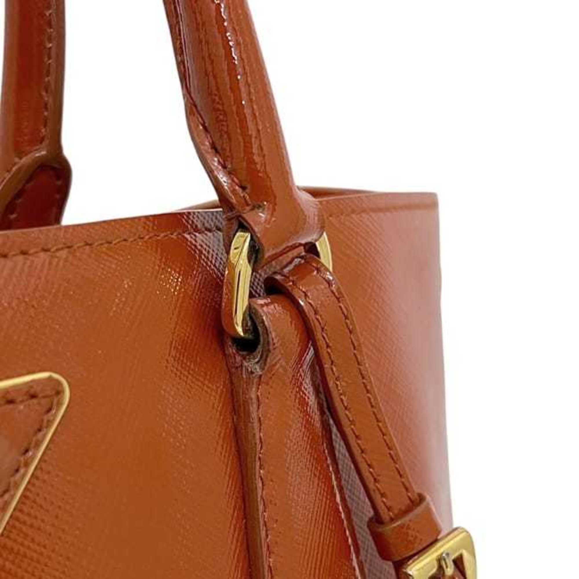 Prada Orange Patent Leather Leather Handbag Tote Bag (Pre-Owned)