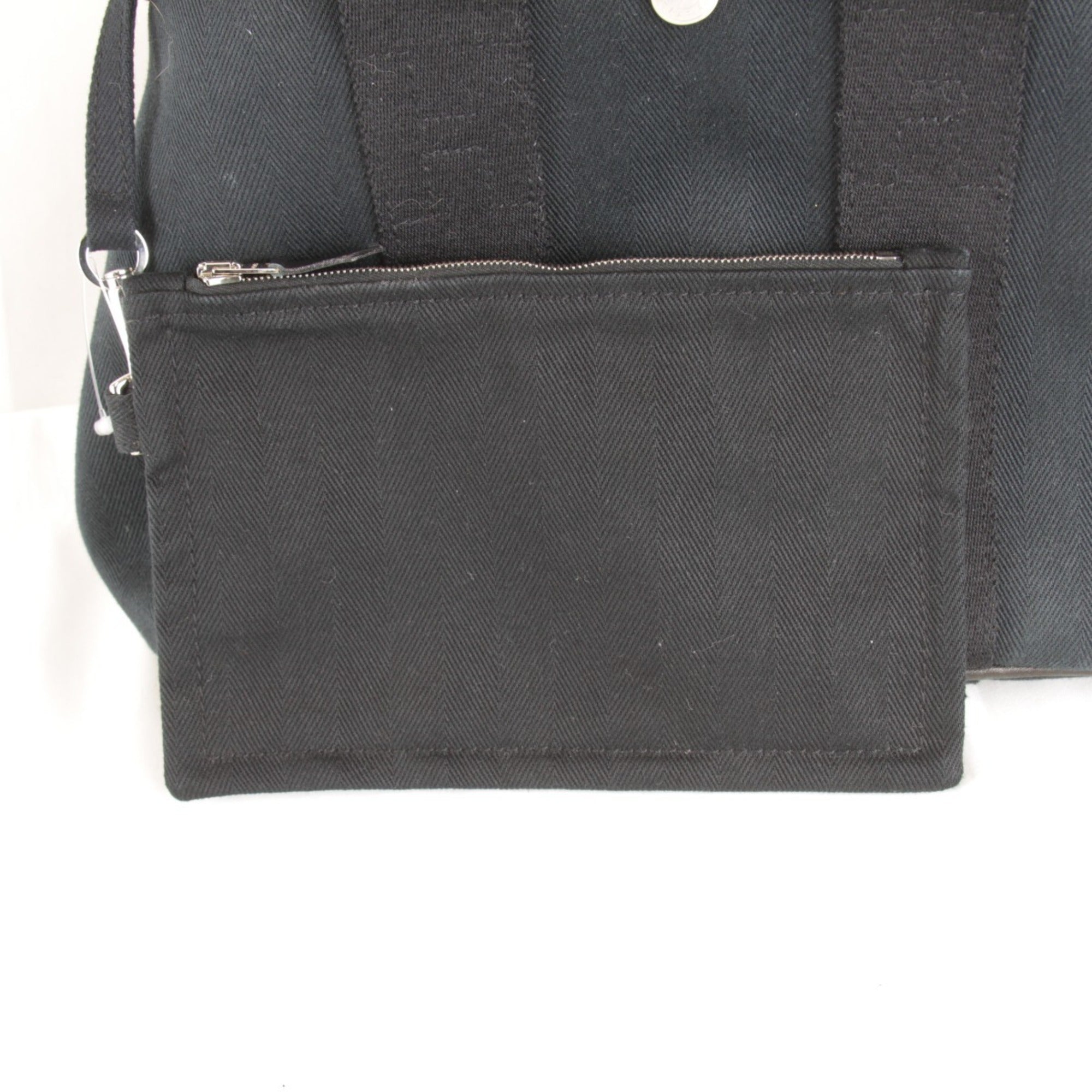 Hermes Black White Toile Chevron Handbag Pouch (Pre-Owned)