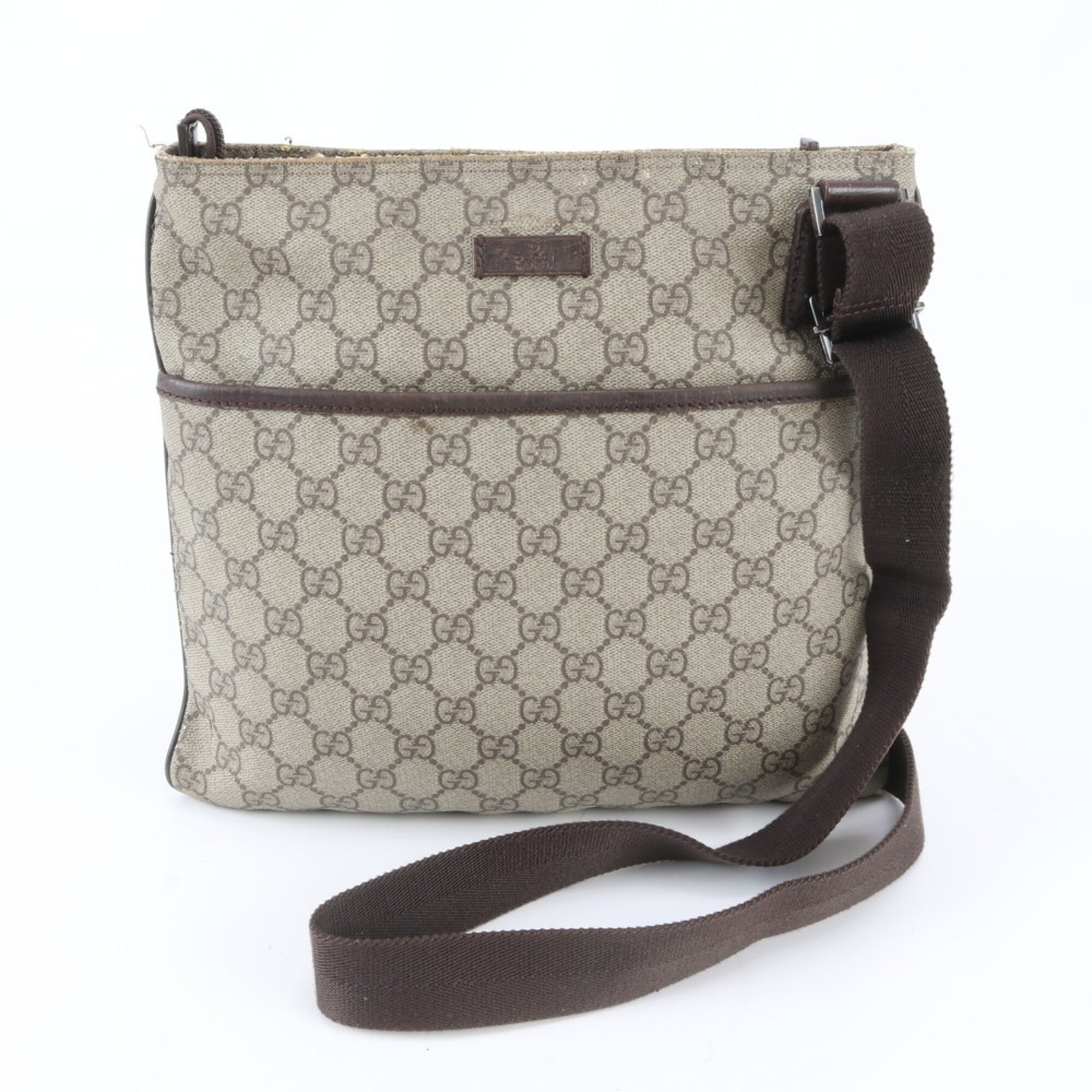 Gucci Brown Leather Coated Canvas Shoulder Bag Tote Bag (Pre-Owned)
