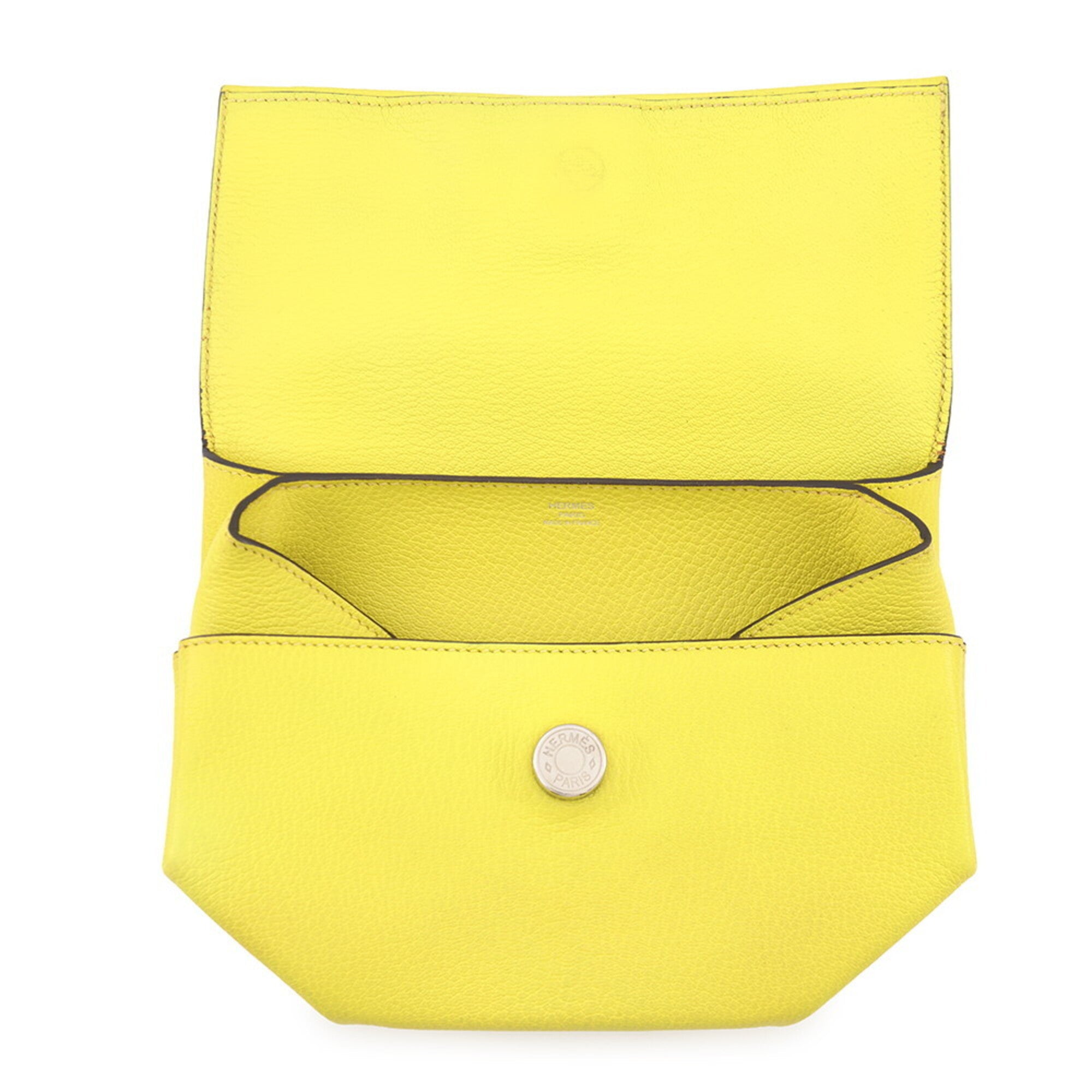 Hermes Lime Chevre Myzore Leather Clutch Bag Handbag (Pre-Owned)