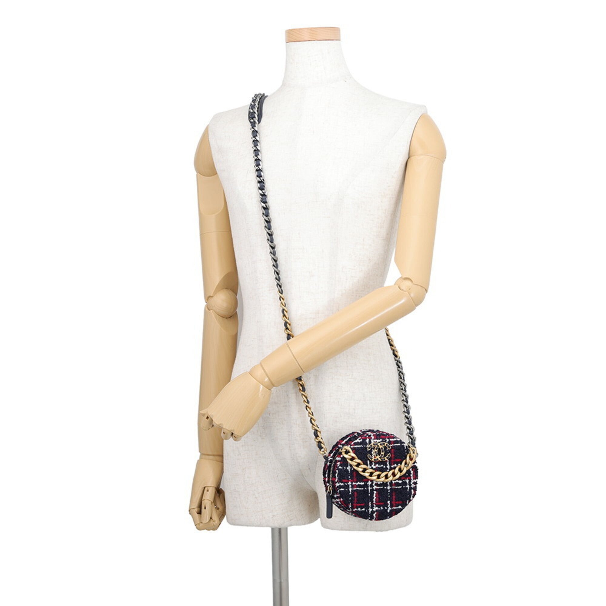 Chanel Matelasse Navy Pink White Tweed Shoulder Bag (Pre-Owned)