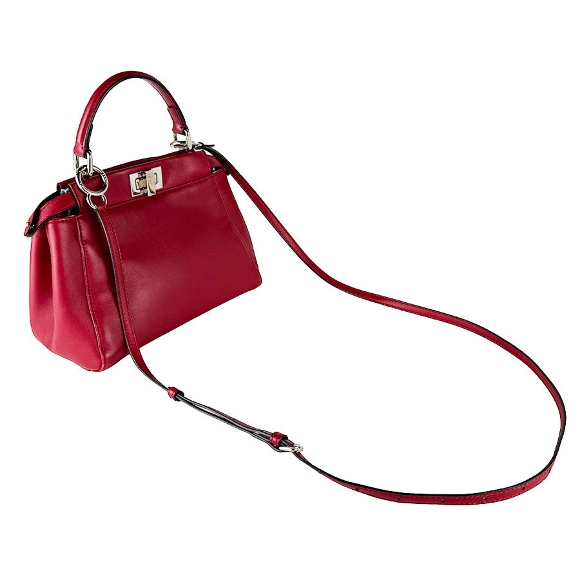 Fendi Red Color Leather Handbag Shoulder Bag (Pre-Owned)