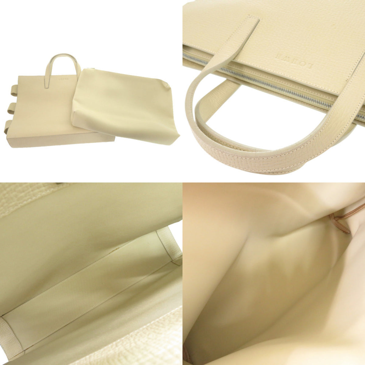 Loewe Ivory Leather Handbag Tote Bag (Pre-Owned)
