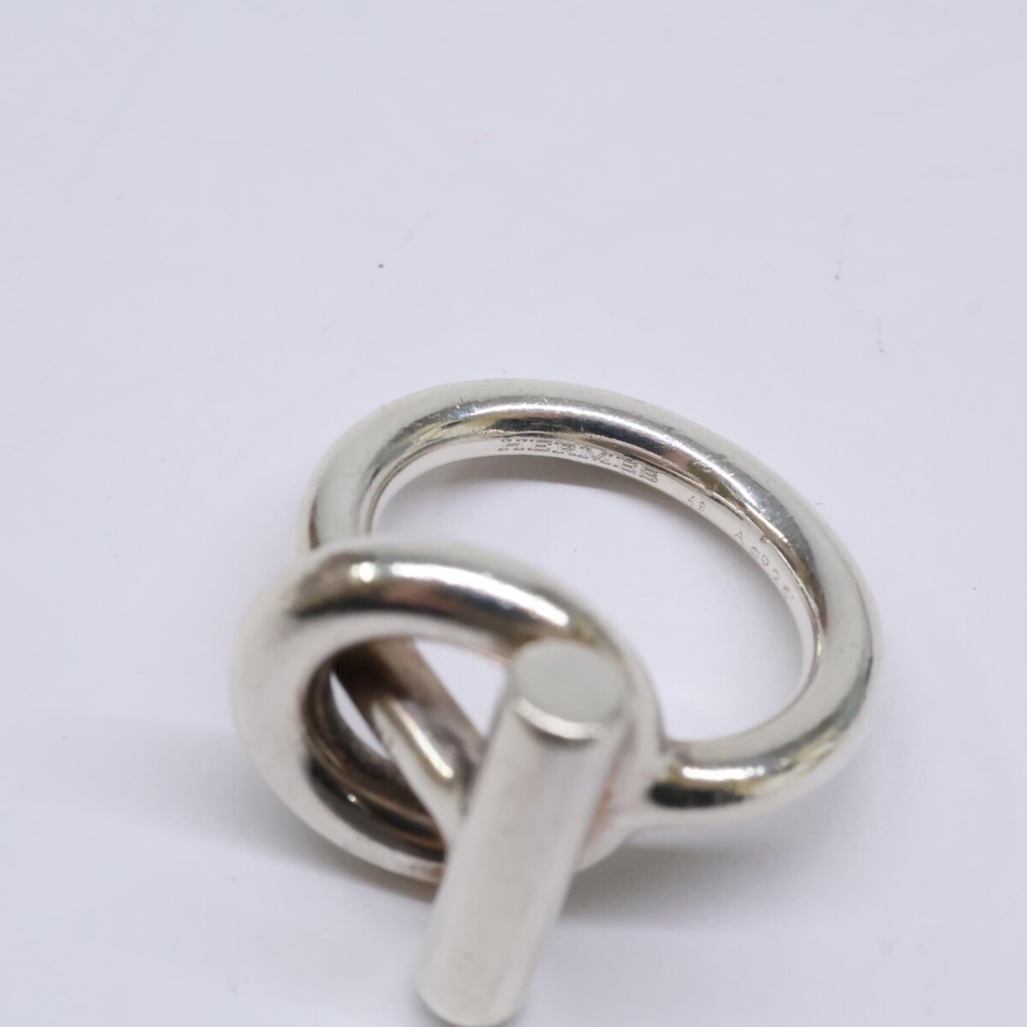 Hermes Silver Silver 925 Band Ring (Pre-Owned)