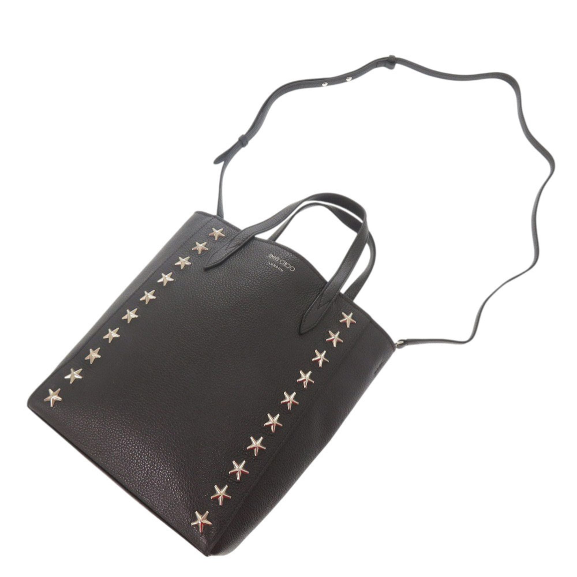 Jimmy Choo Black Leather Shoulder Bag Tote Bag (Pre-Owned)