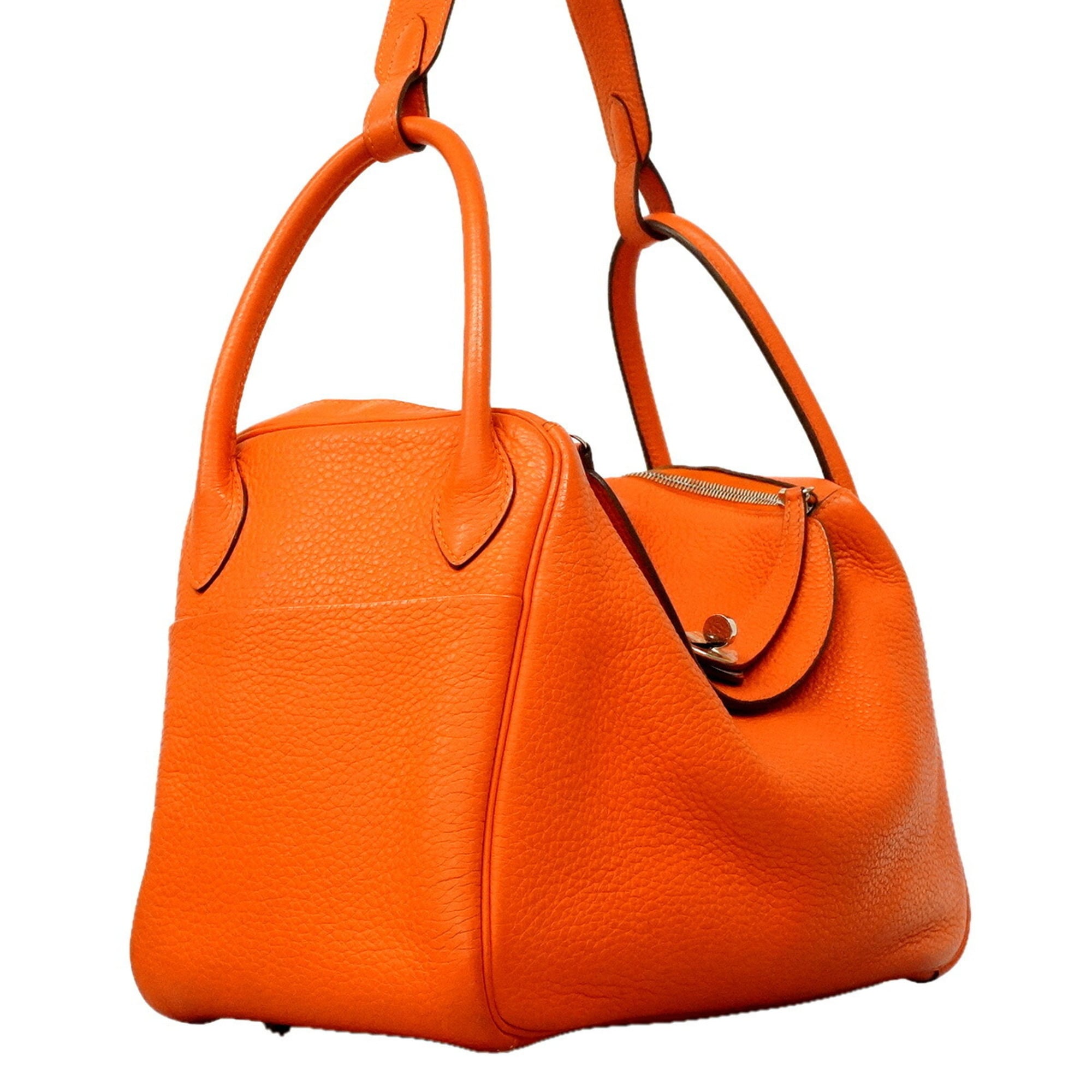 Hermes Orange Poppy Taurillon Clemence Leather Handbag (Pre-Owned)