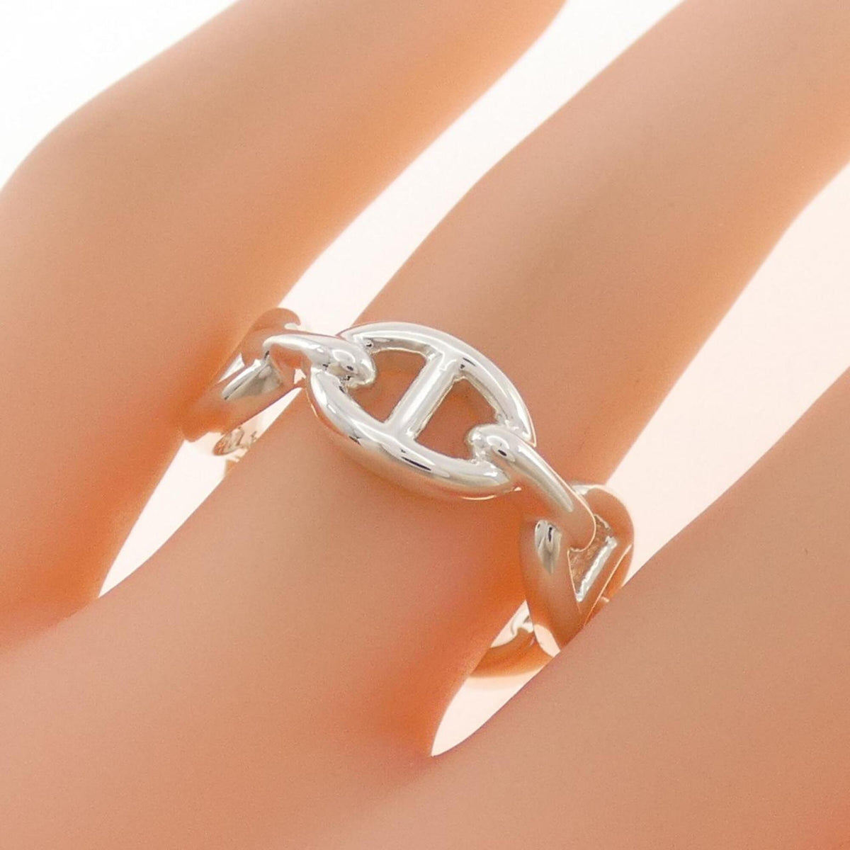 Hermes Silver Silver 925 Band Ring (Pre-Owned)
