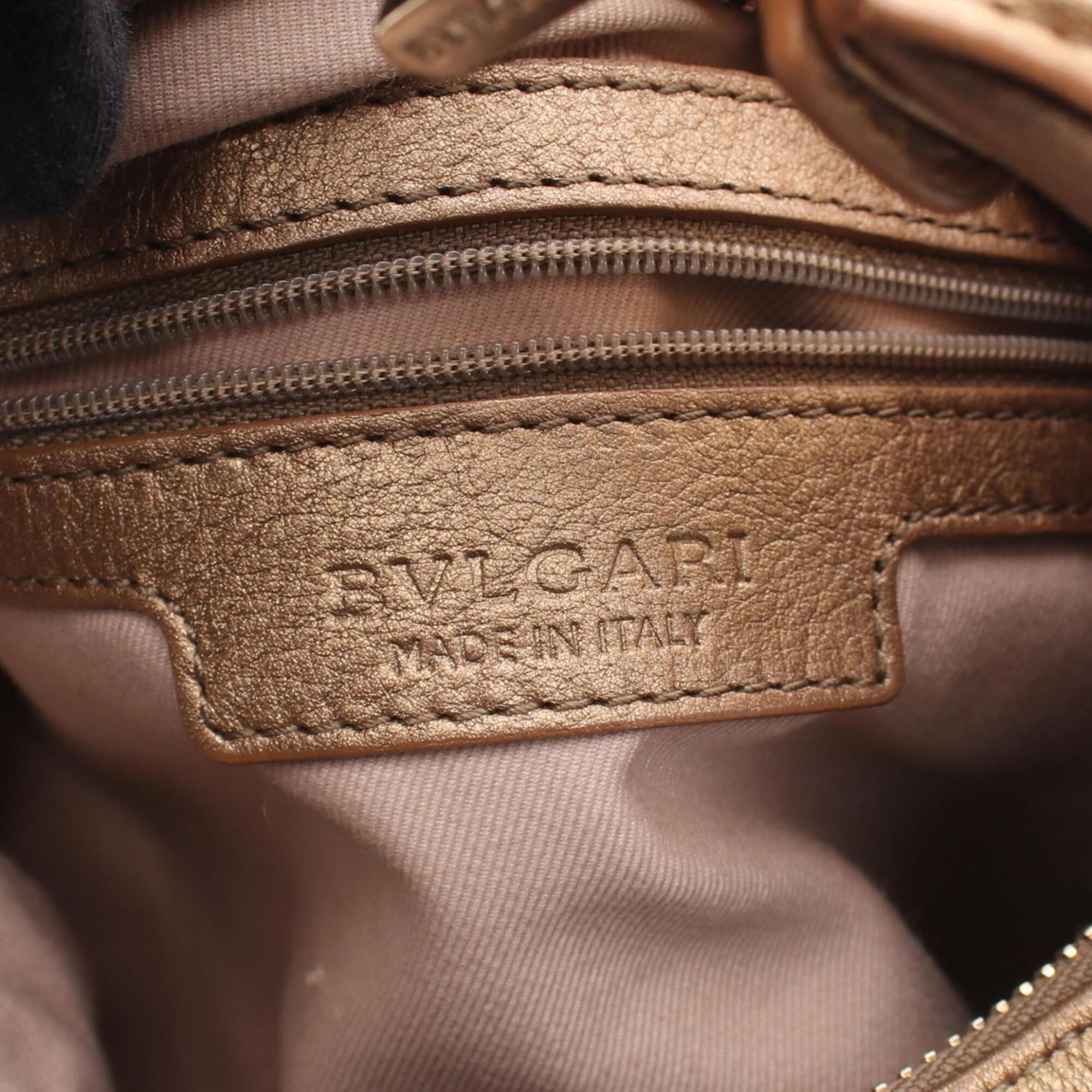 Bvlgari Gold Leather Handbag Shoulder Bag (Pre-Owned)