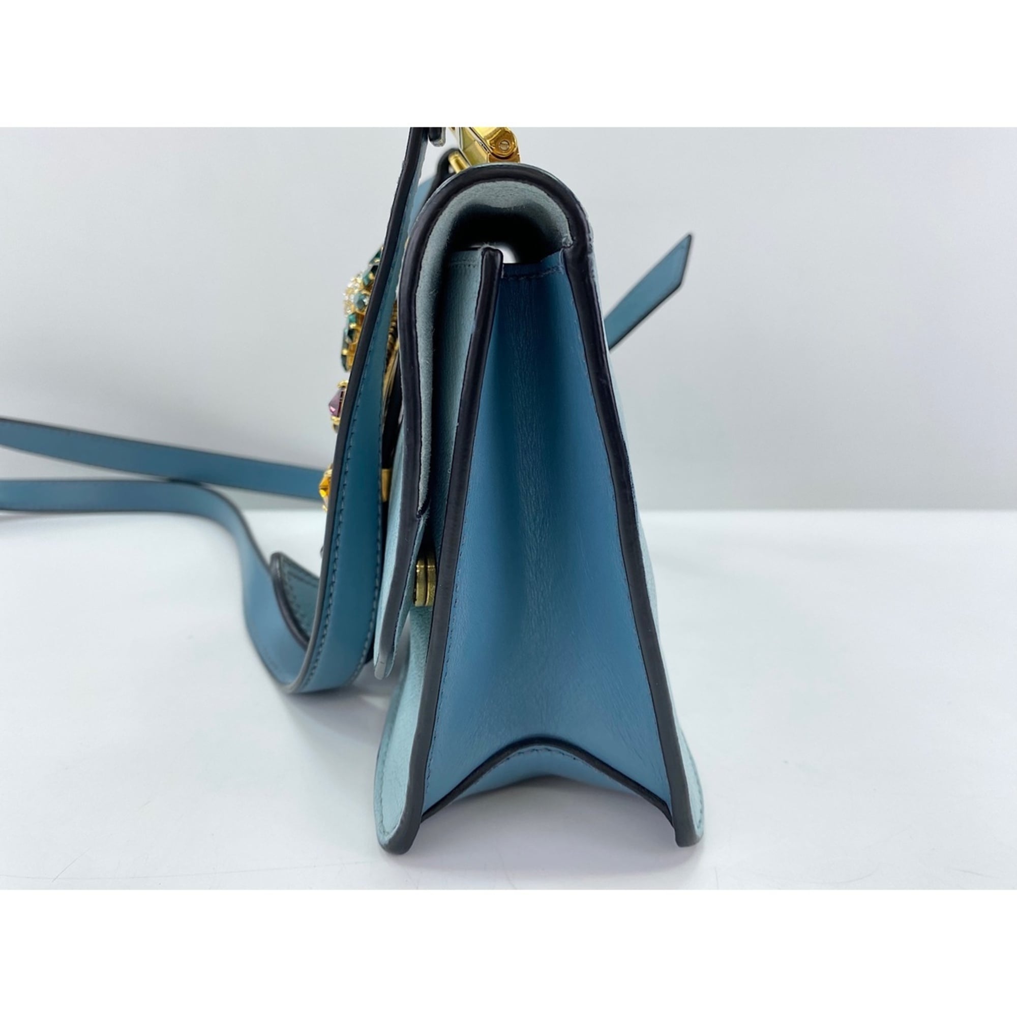 Miu Miu Blue Leather Shoulder Bag (Pre-Owned)
