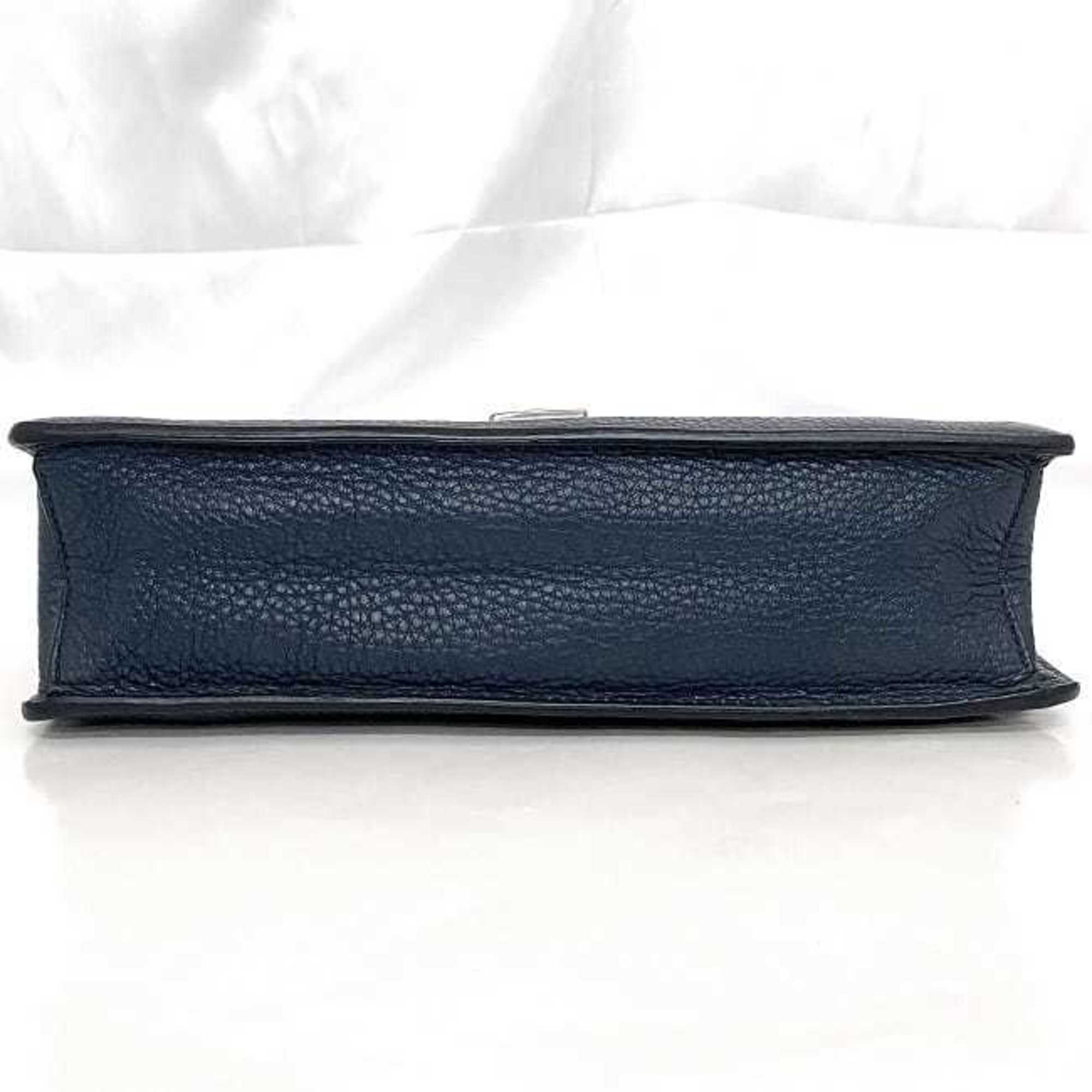 Prada Blue Leather Clutch Bag Handbag (Pre-Owned)