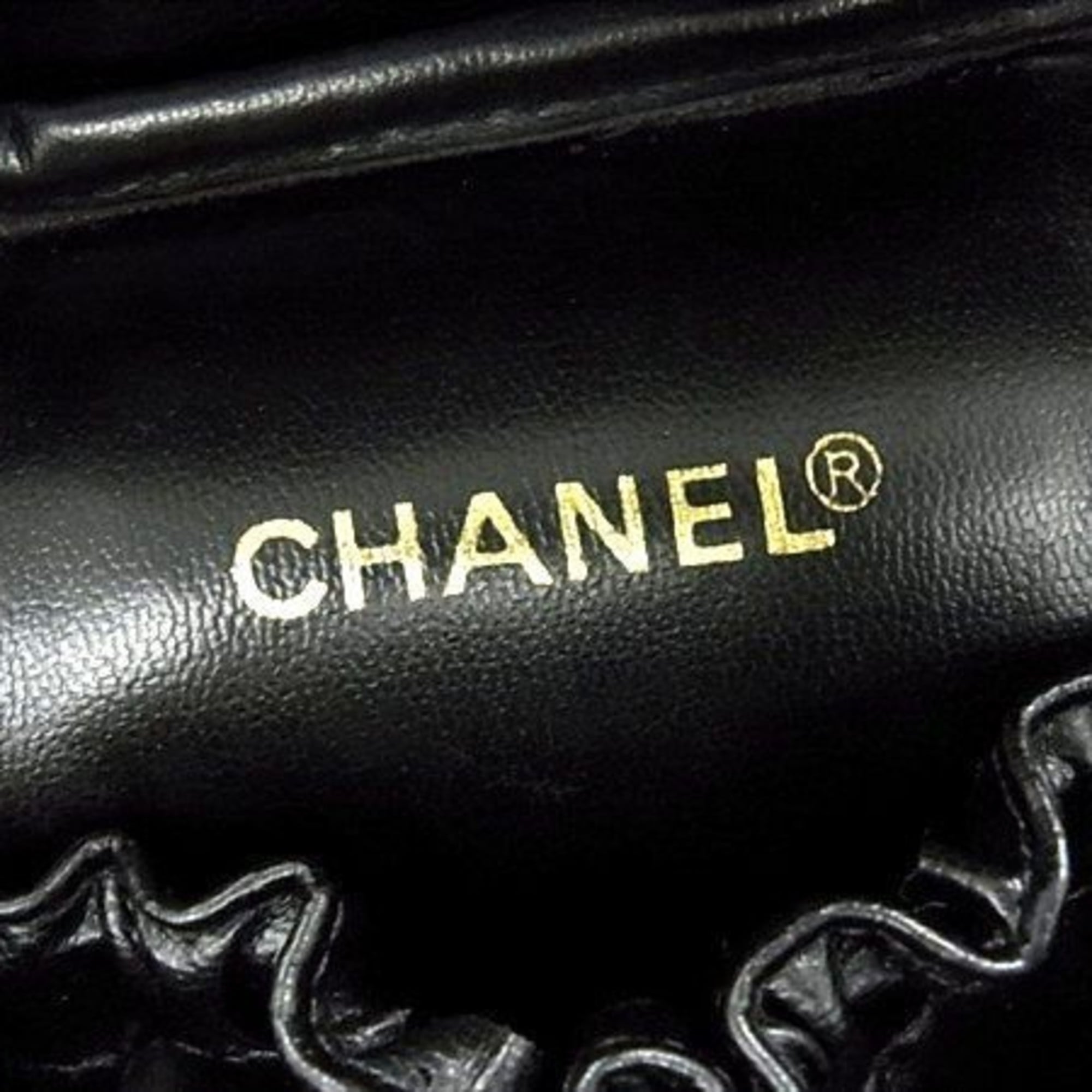 Chanel Black Leather Handbag Vanity Bag (Pre-Owned)