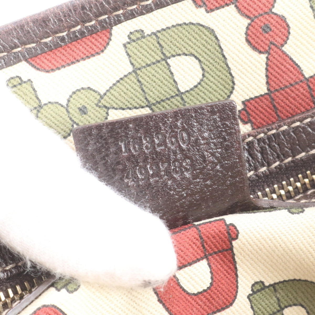 Gucci Brown Leather Canvas Handbag Shoulder Bag Tote Bag (Pre-Owned)