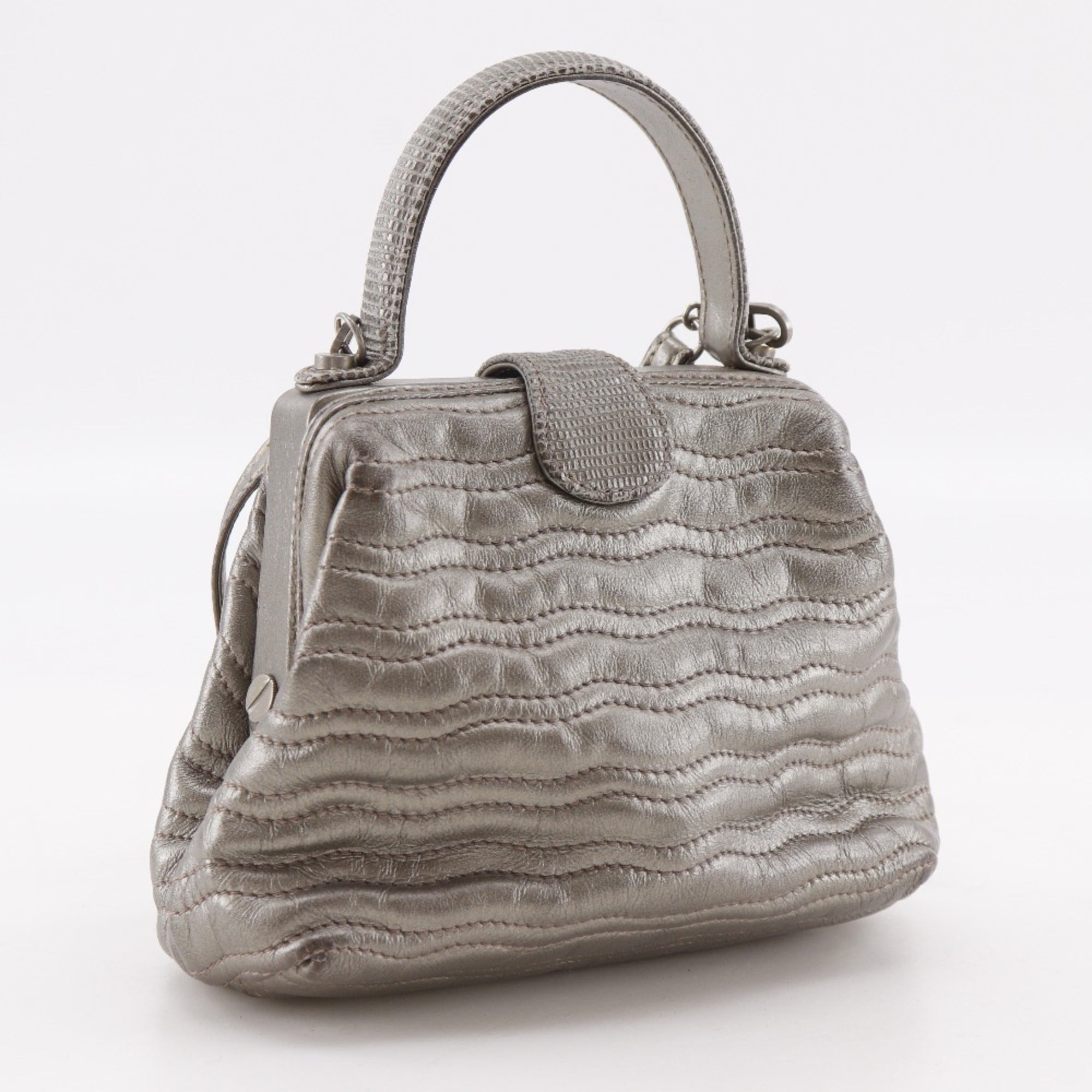 Bally Bronze Leather Handbag (Pre-Owned)