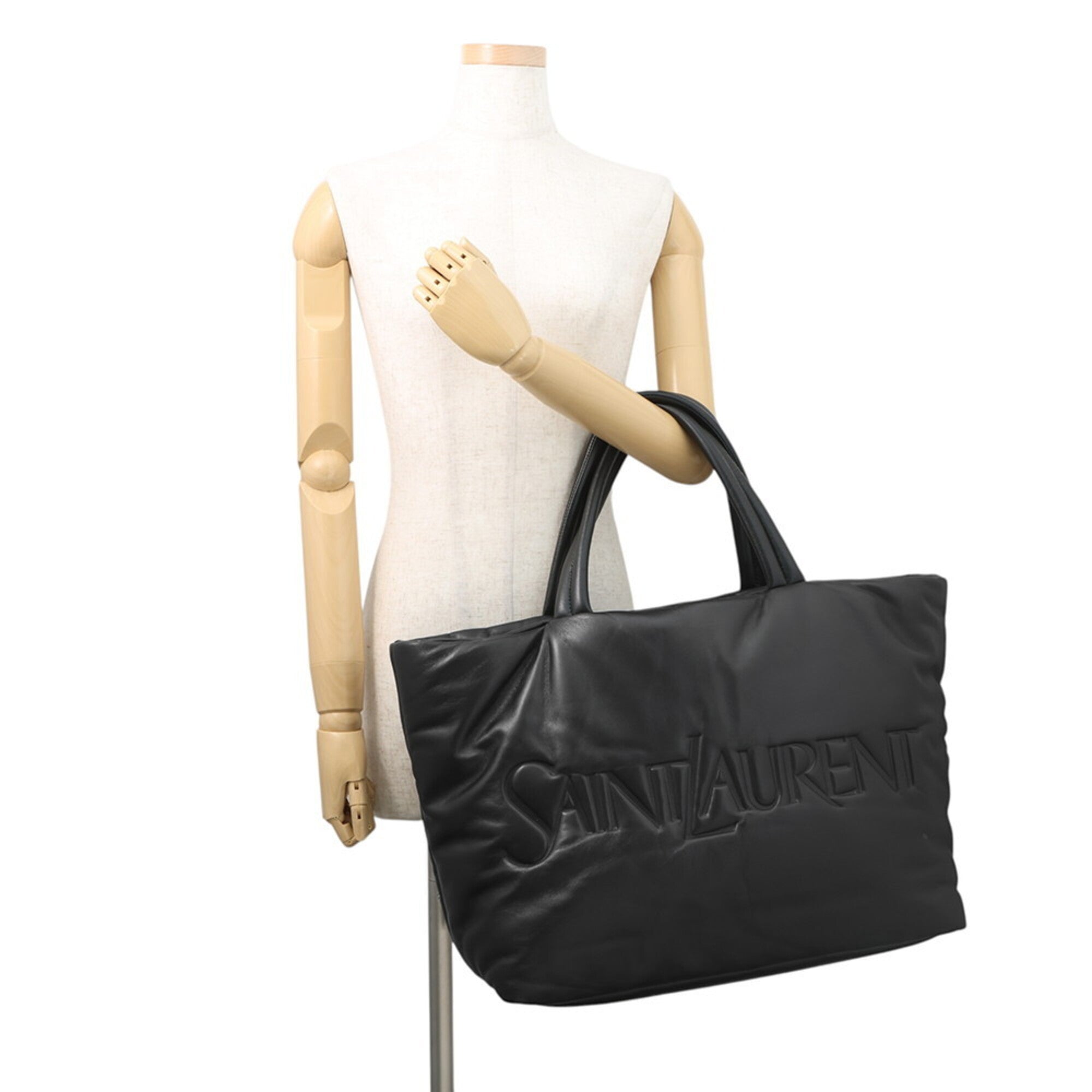 Yves Saint Laurent Black Leather Handbag Tote Bag (Pre-Owned)