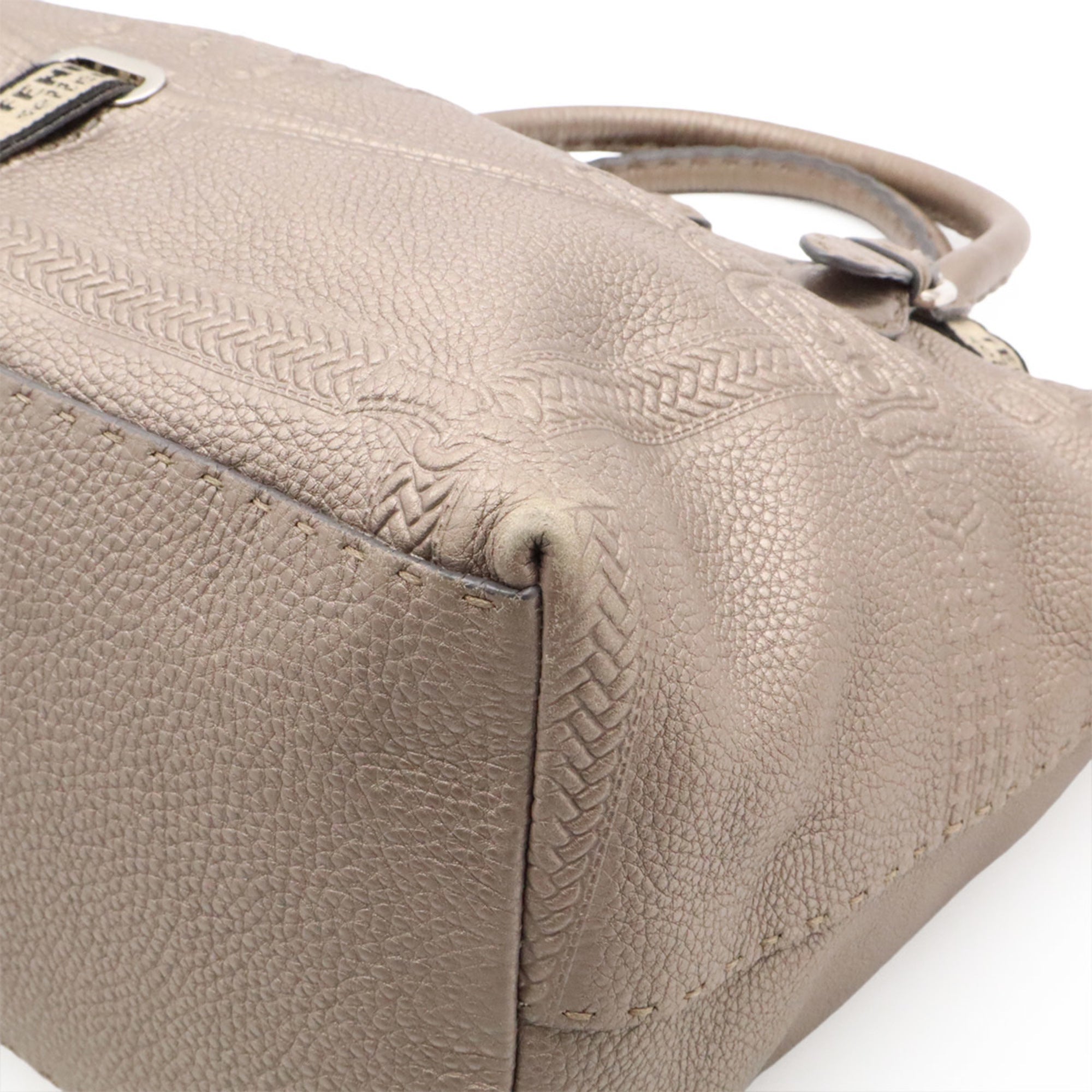 Fendi Selleria Grayish Leather Handbag (Pre-Owned)