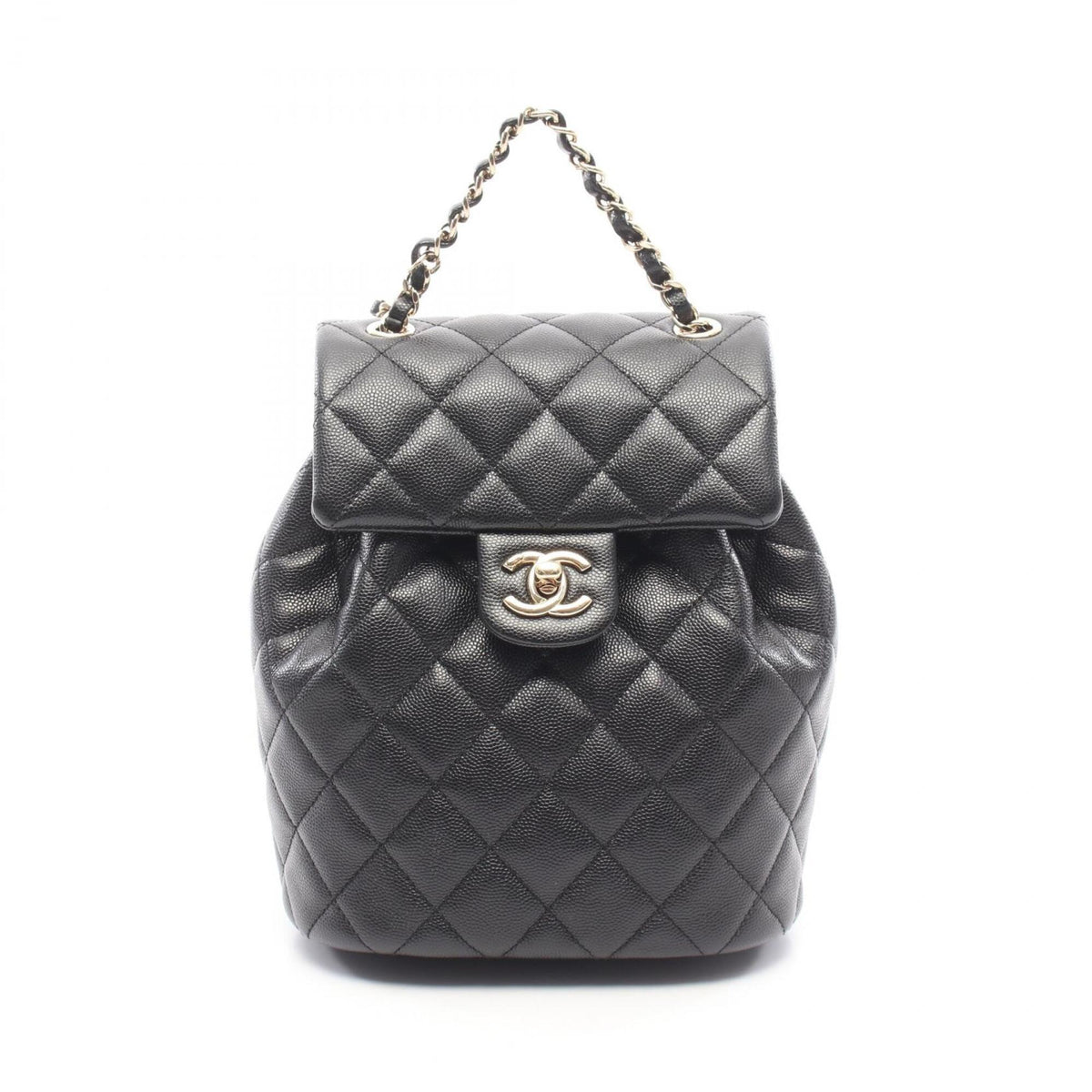 Chanel Black Grained Calfskin Backpack Handbag (Pre-Owned)