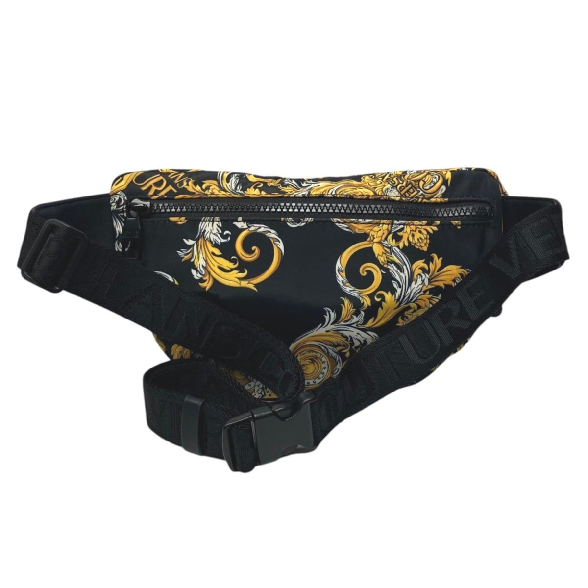 Versace Black Yellow Nylon Fanny Pack Sling Bag (Pre-Owned)