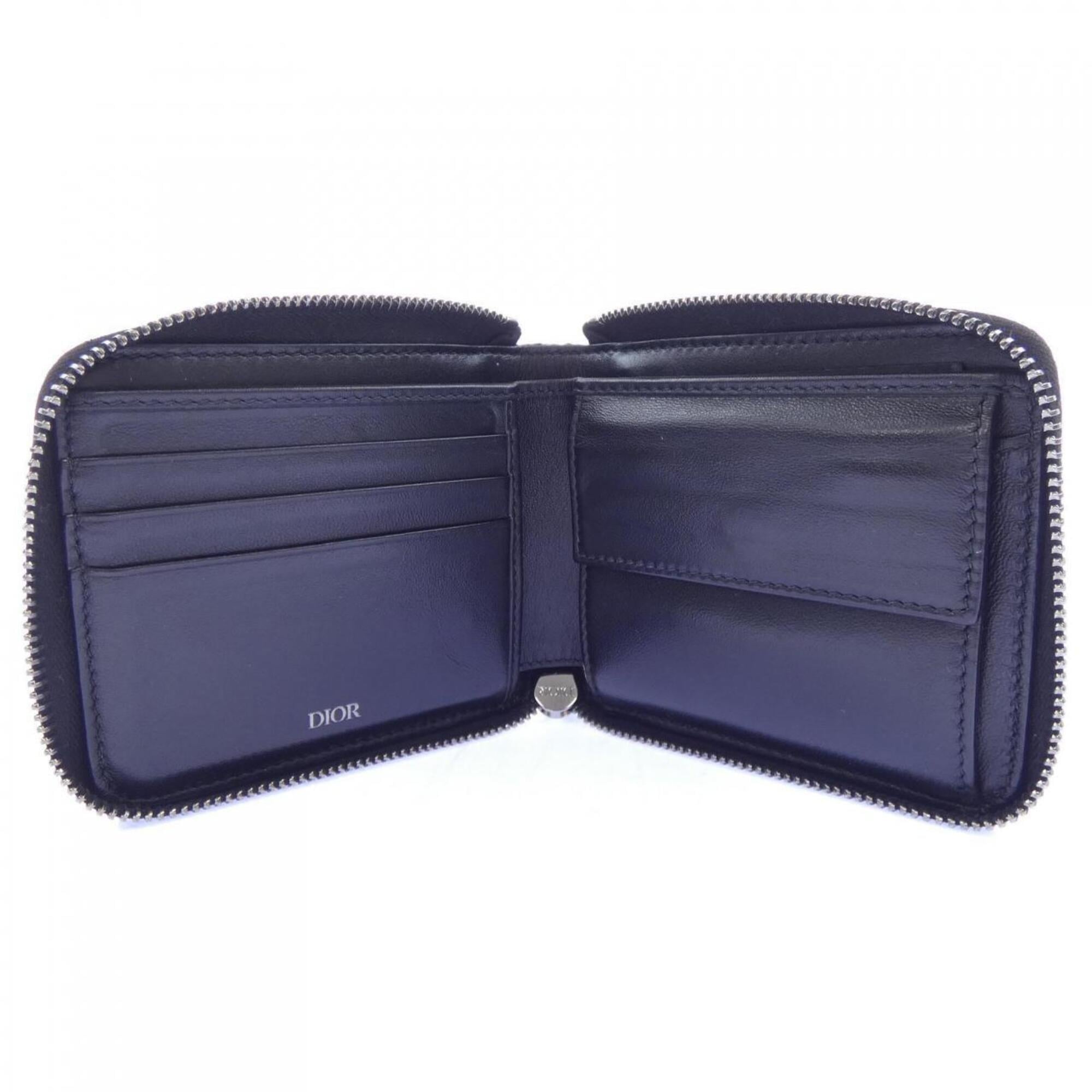 Christian Dior Beige Navy Bill Wallet (Bi-Fold) (Pre-Owned)