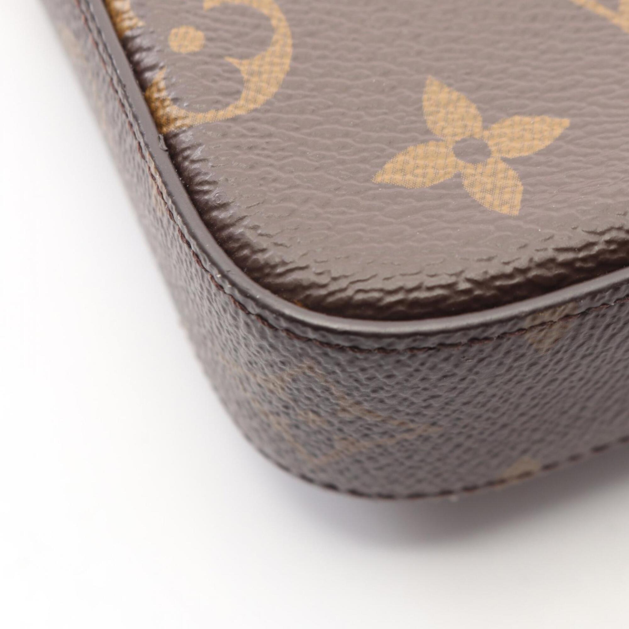 Louis Vuitton Brown Green Monogram Coated Canvas Pochette Shoulder Bag (Pre-Owned)