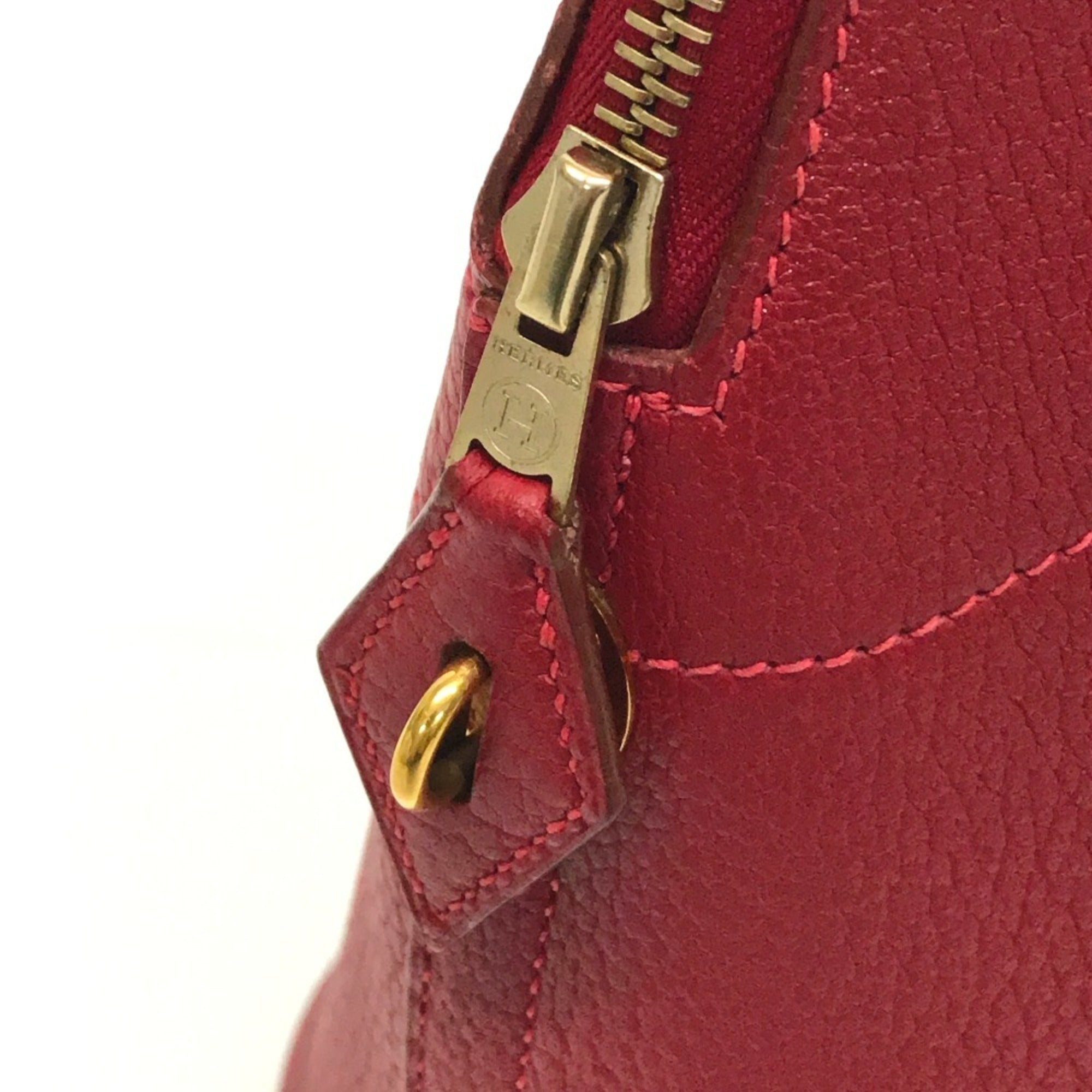 Hermes Bolide Red Color Rouge Vif Fjord Leather Handbag Shoulder Bag (Pre-Owned)