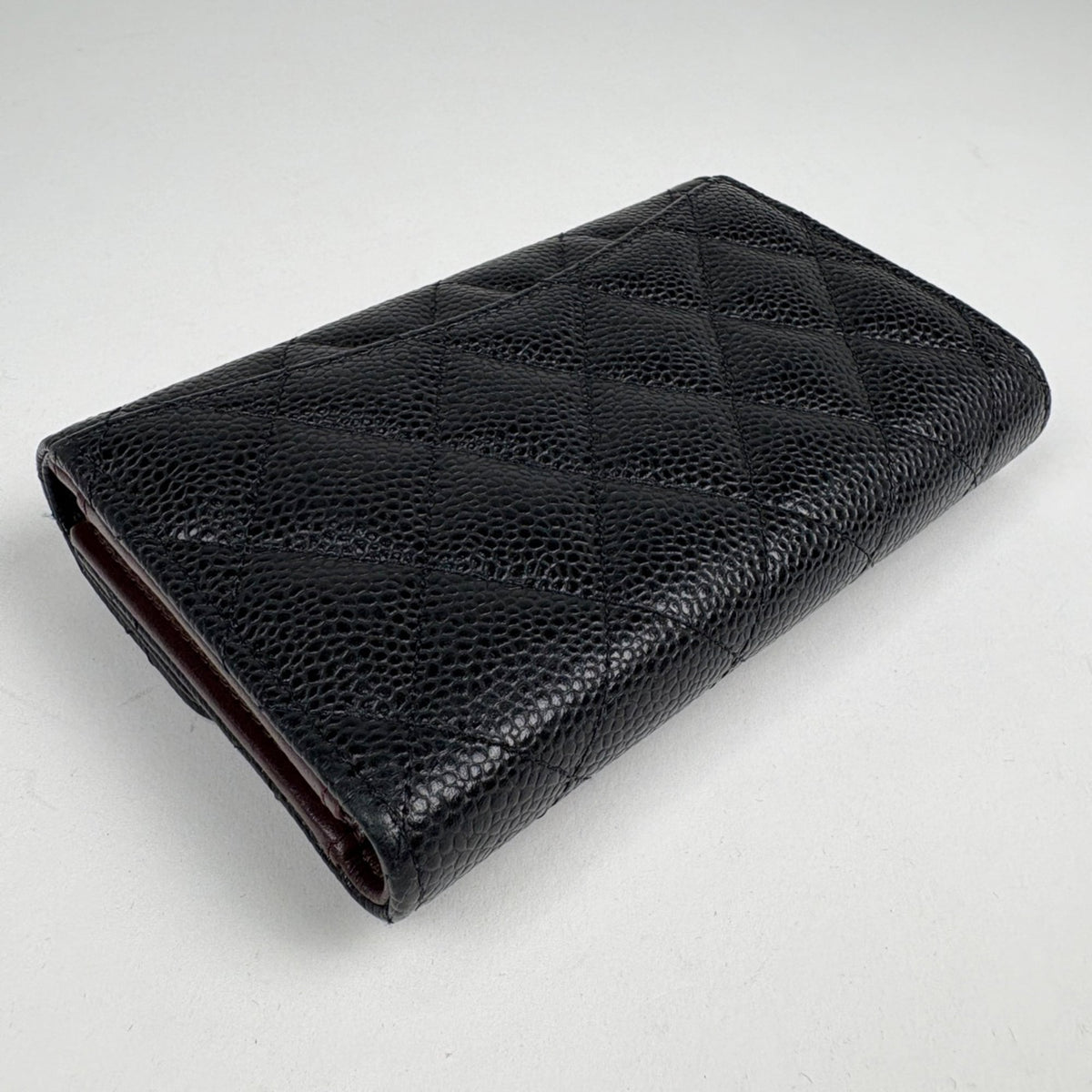 Chanel Black Grained Calfskin Wallet (Tri-Fold) (Pre-Owned)