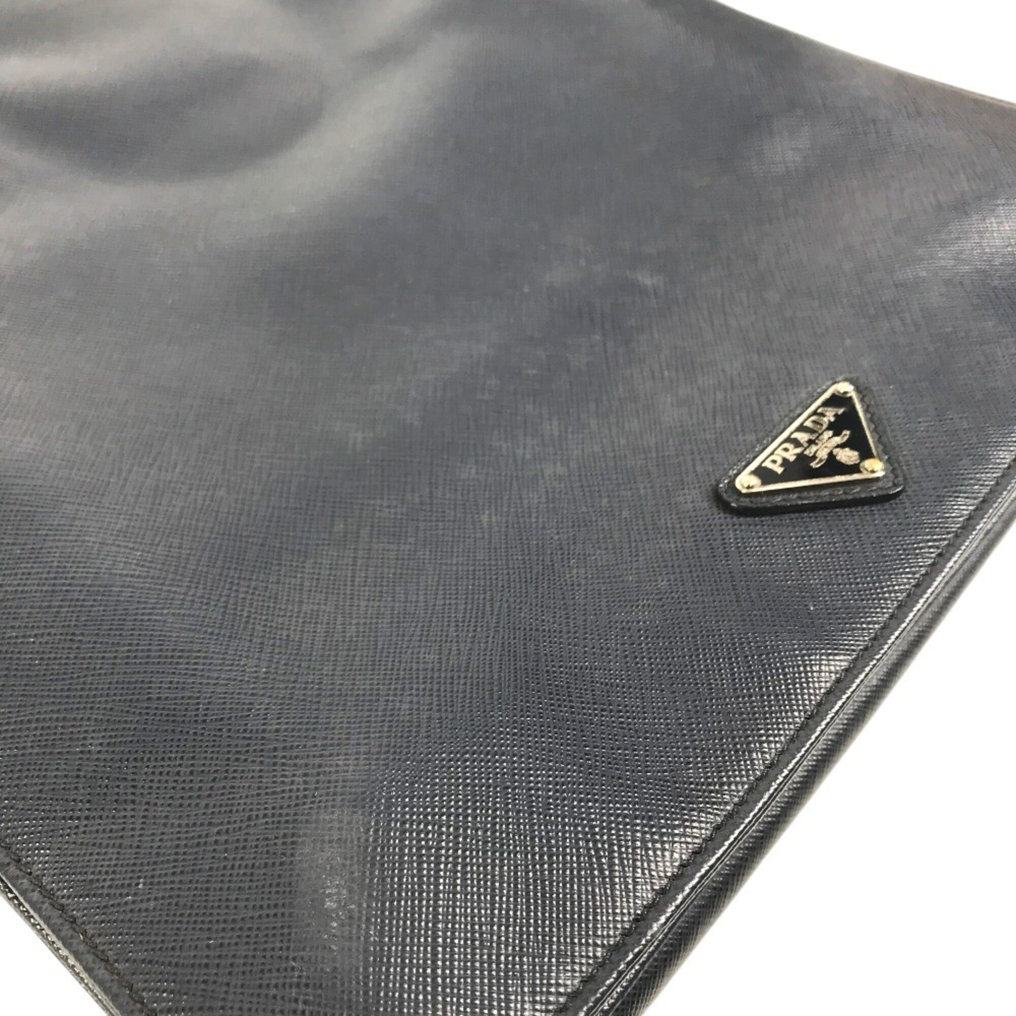 Prada Blue Leather Briefcase (Pre-Owned)