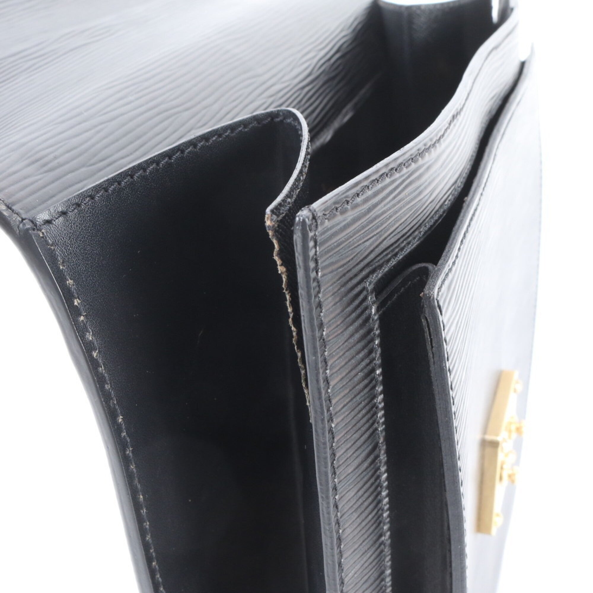 Louis Vuitton Black Noir Leather Briefcase Handbag (Pre-Owned)