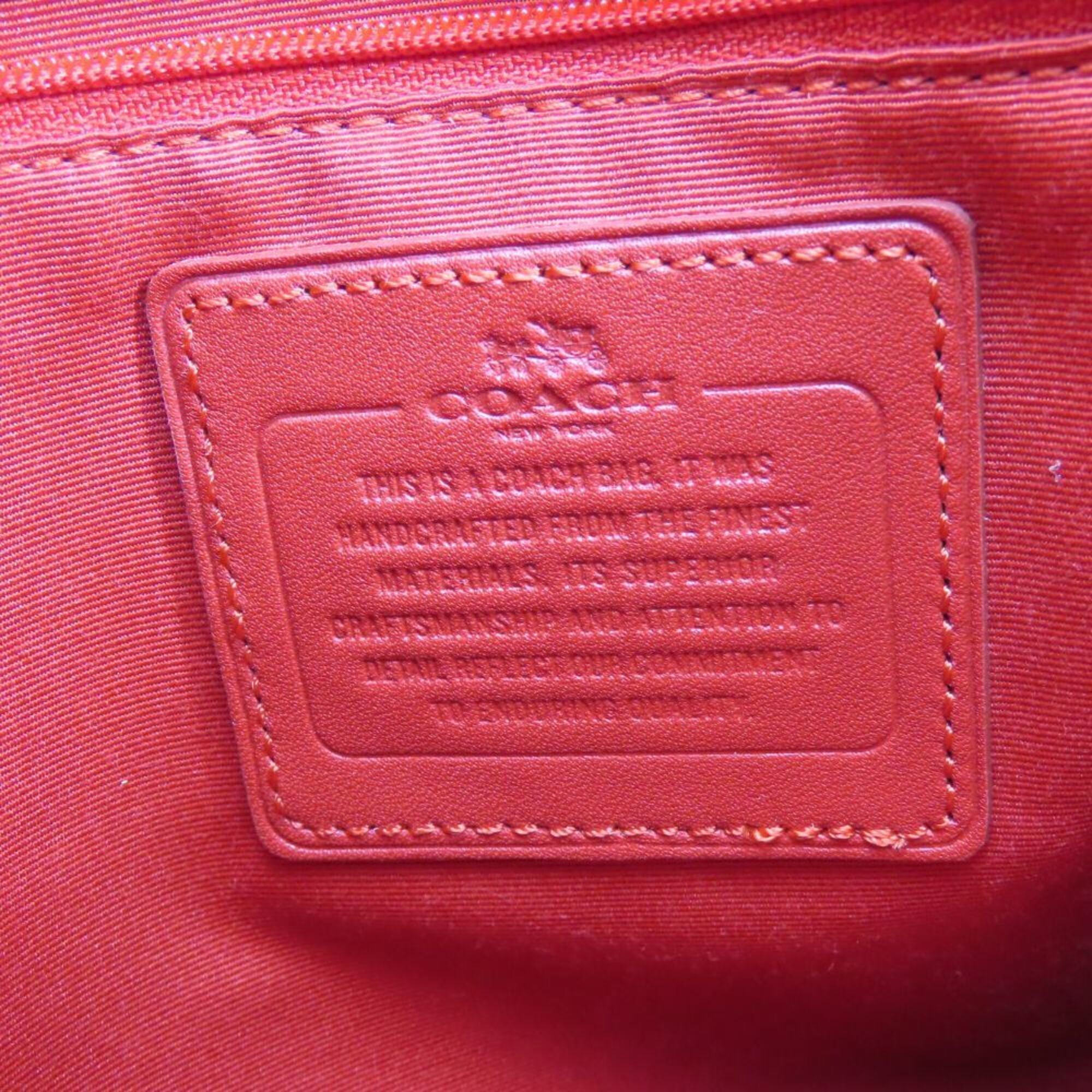 Coach Signature Dark Brown Red Color Pvc Leather Shoulder Bag (Pre-Owned)