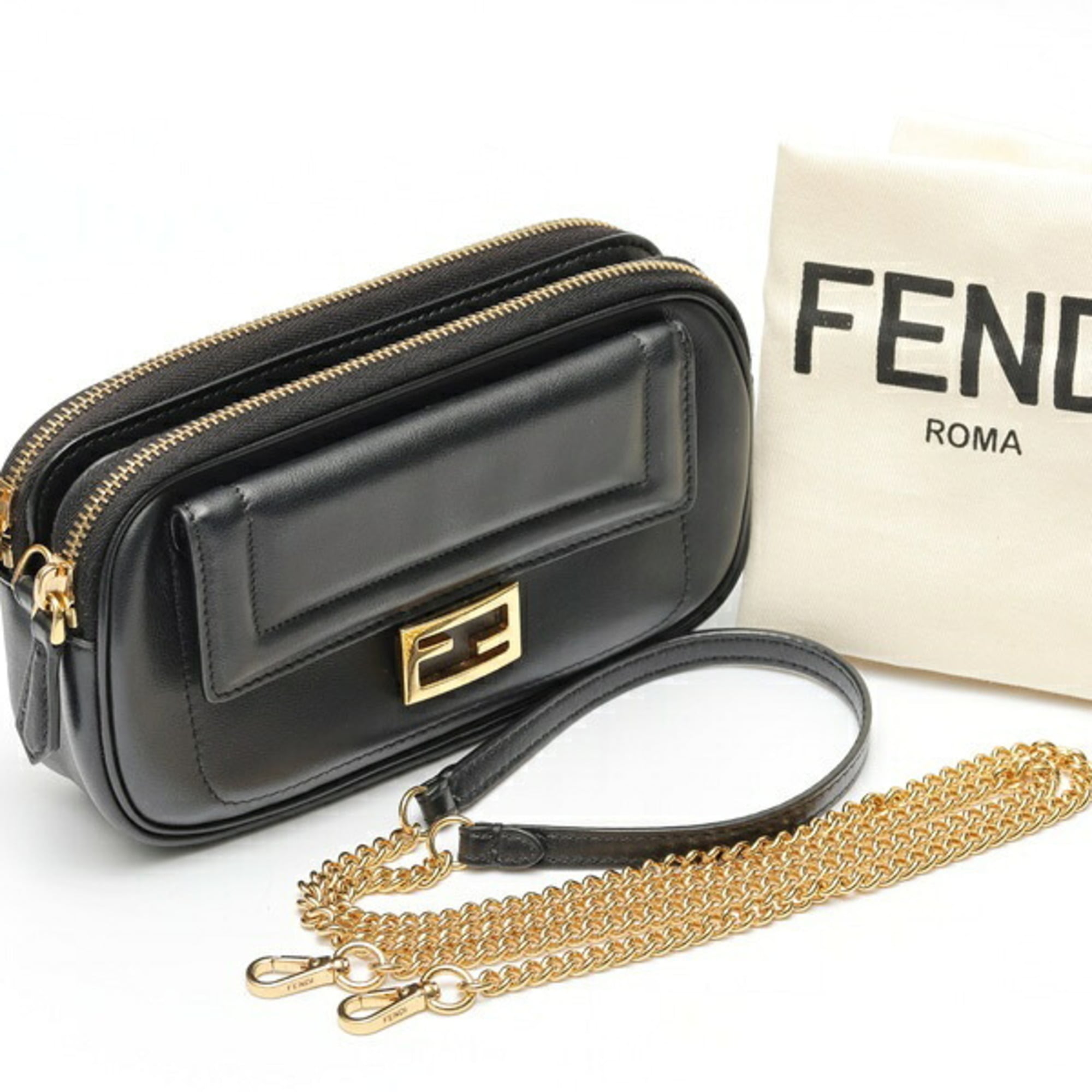 Fendi Black Leather Shoulder Bag (Pre-Owned)