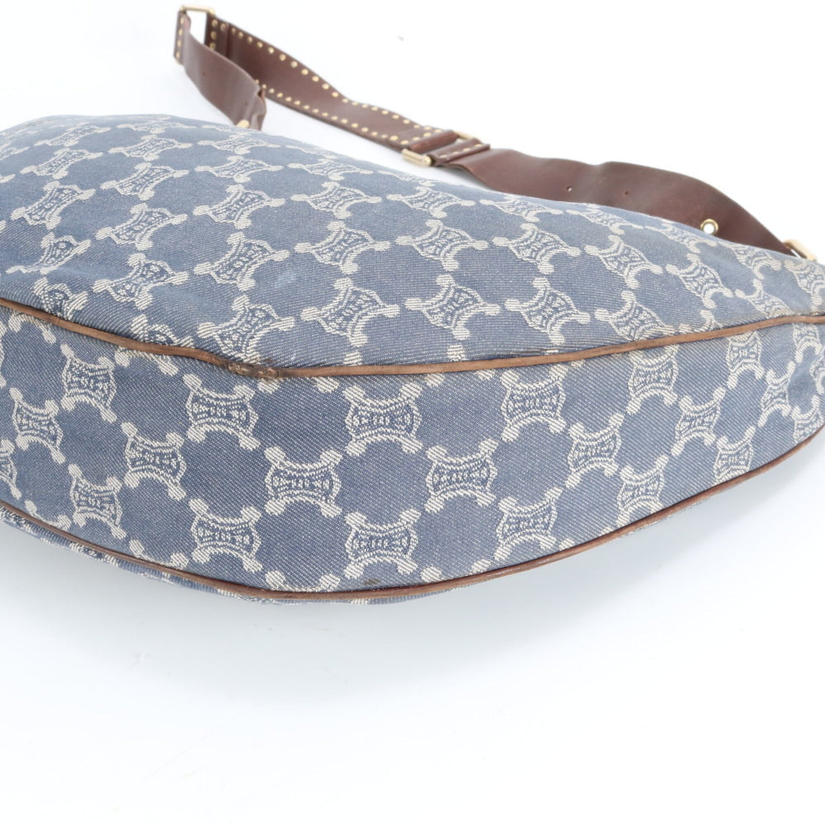 Celine Blue Leather Canvas Crossbody Bag Shoulder Bag (Pre-Owned)