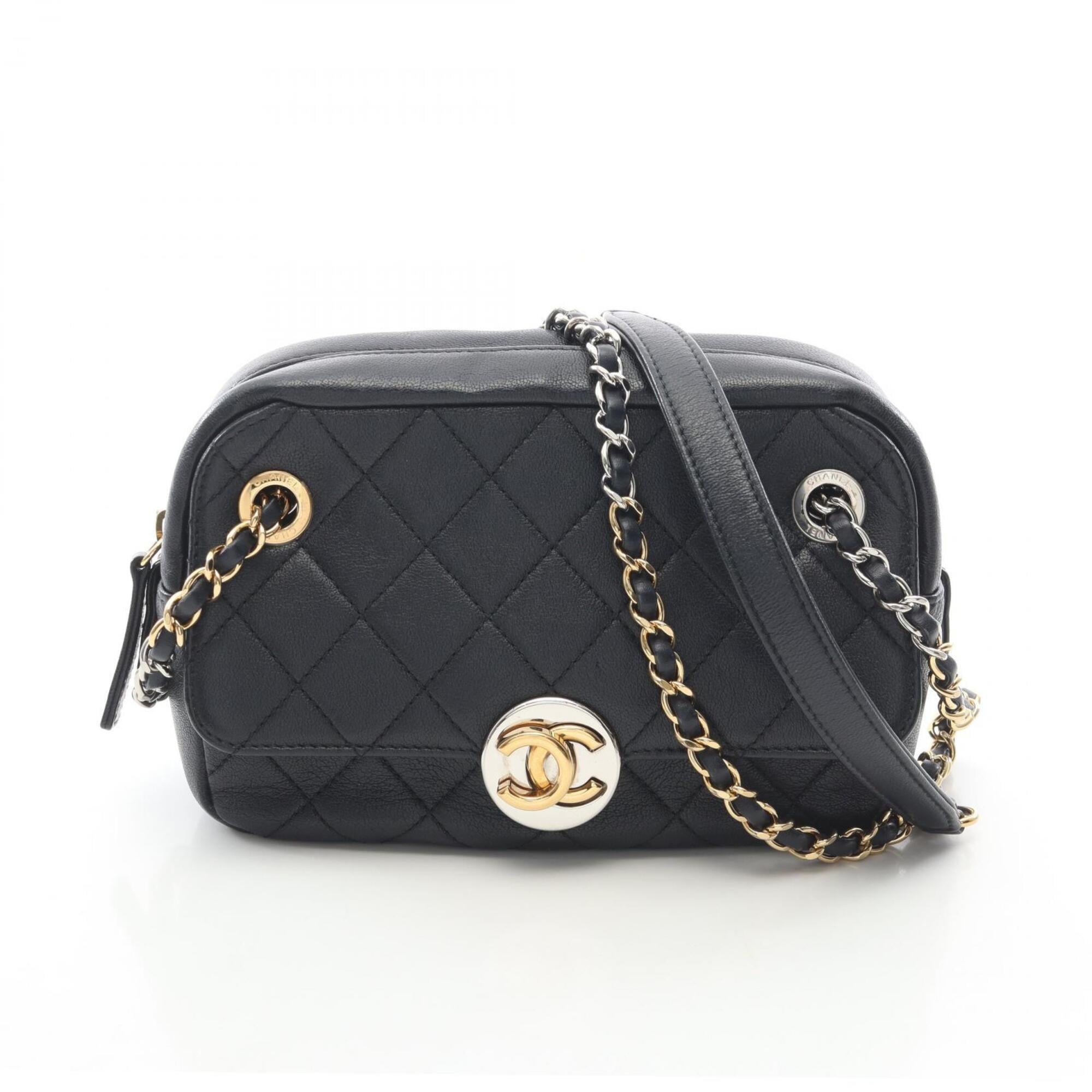 Chanel Navy Leather Handbag Shoulder Bag (Pre-Owned)