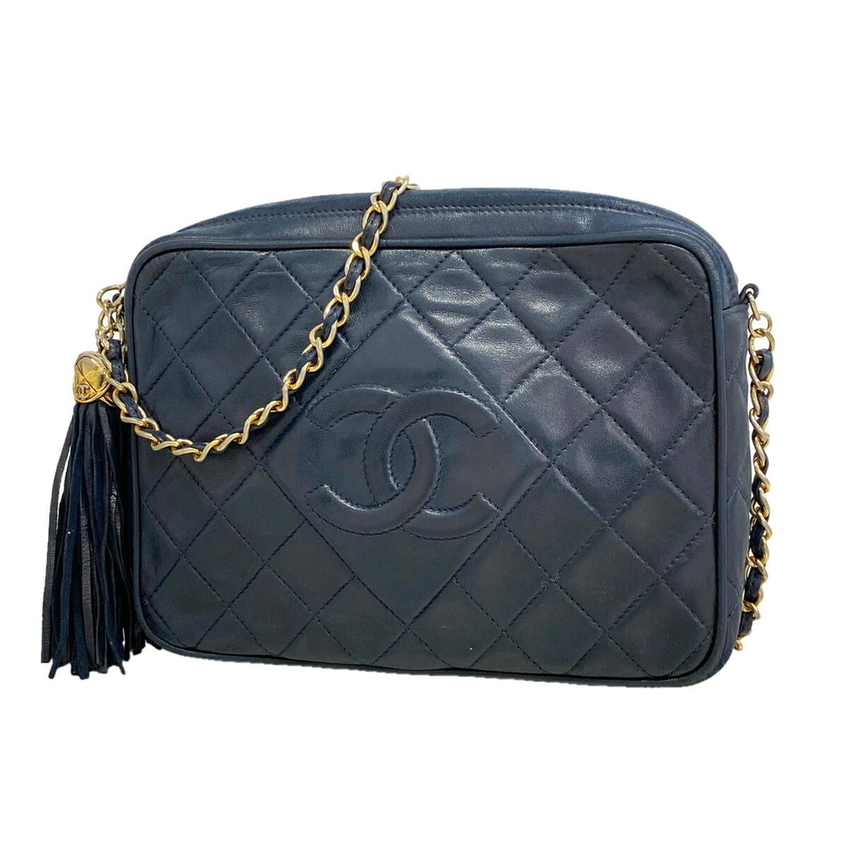 Chanel Navy Leather Shoulder Bag (Pre-Owned)