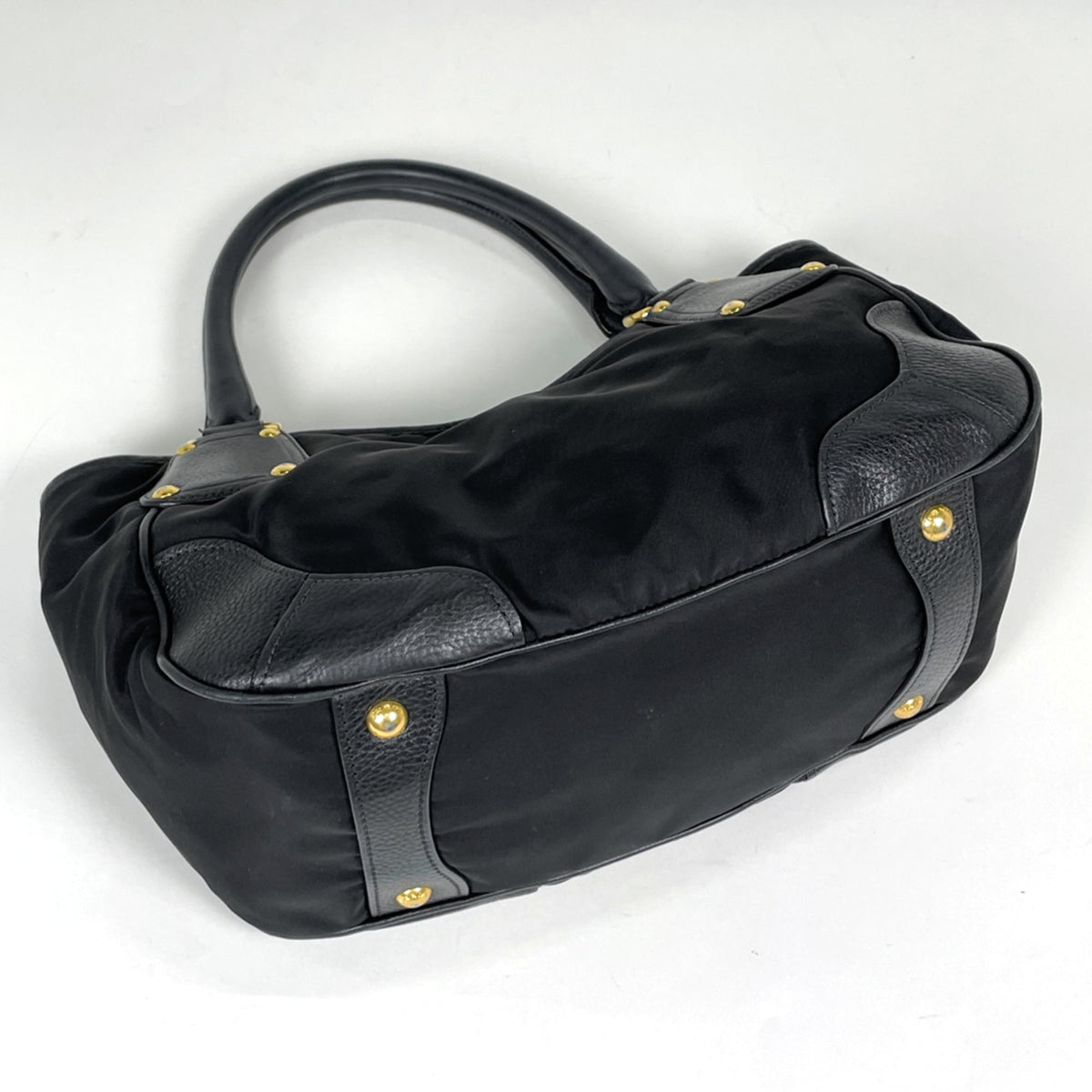 Prada Black Nylon Leather Tote Bag (Pre-Owned)