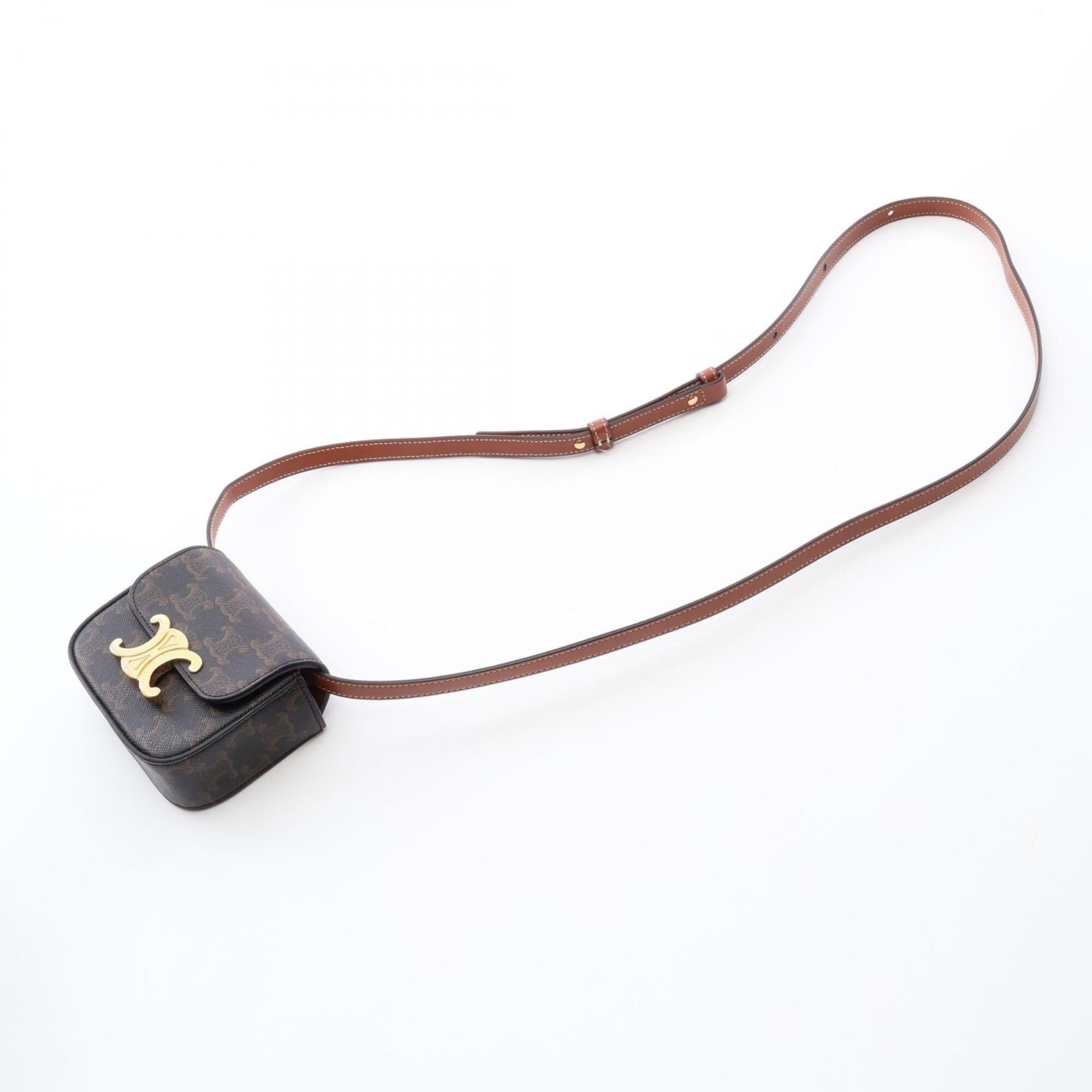 Celine Black Brown Coated Canvas Leather Handbag Shoulder Bag (Pre-Owned)