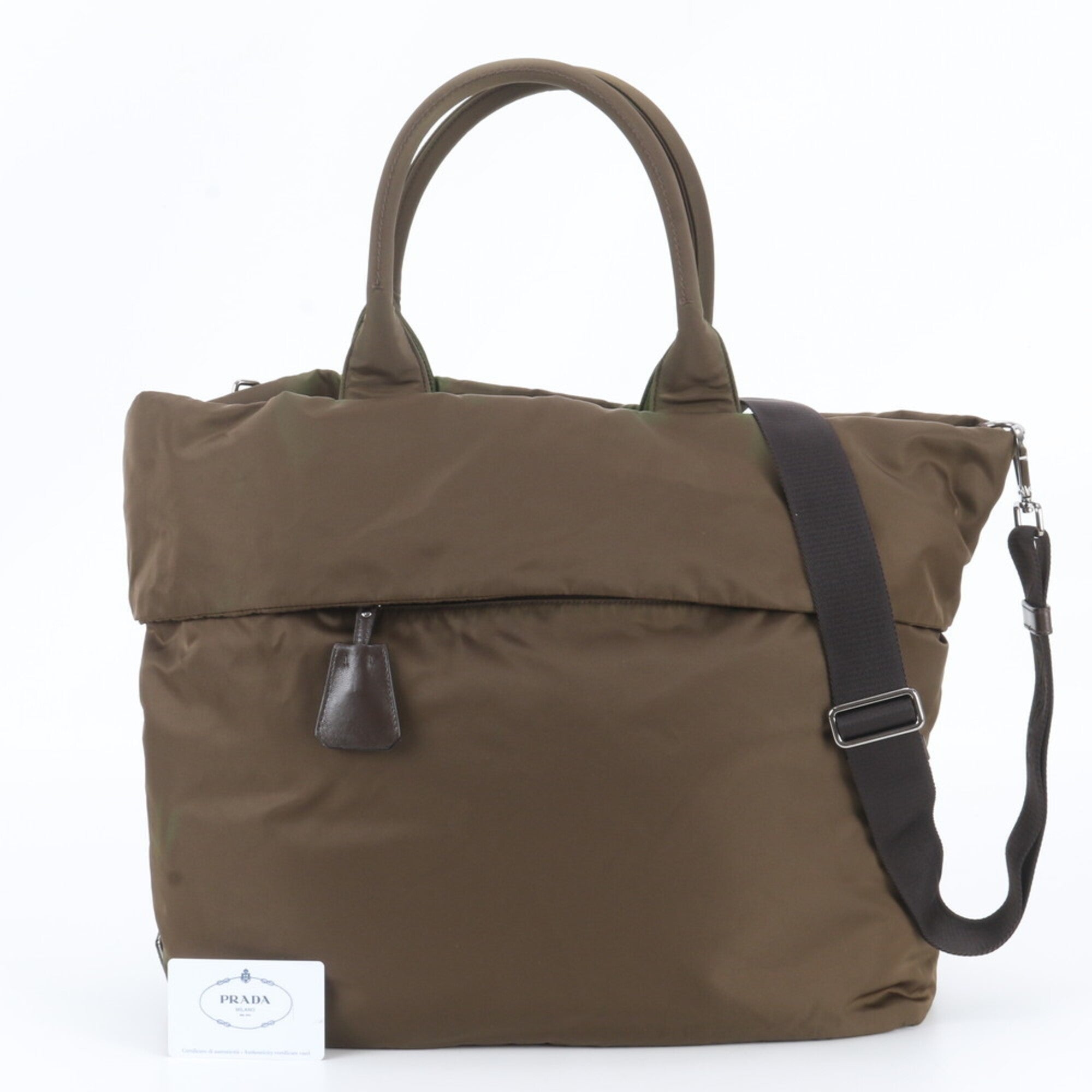 Prada Green Khaki Shoulder Bag Tote Bag (Pre-Owned)