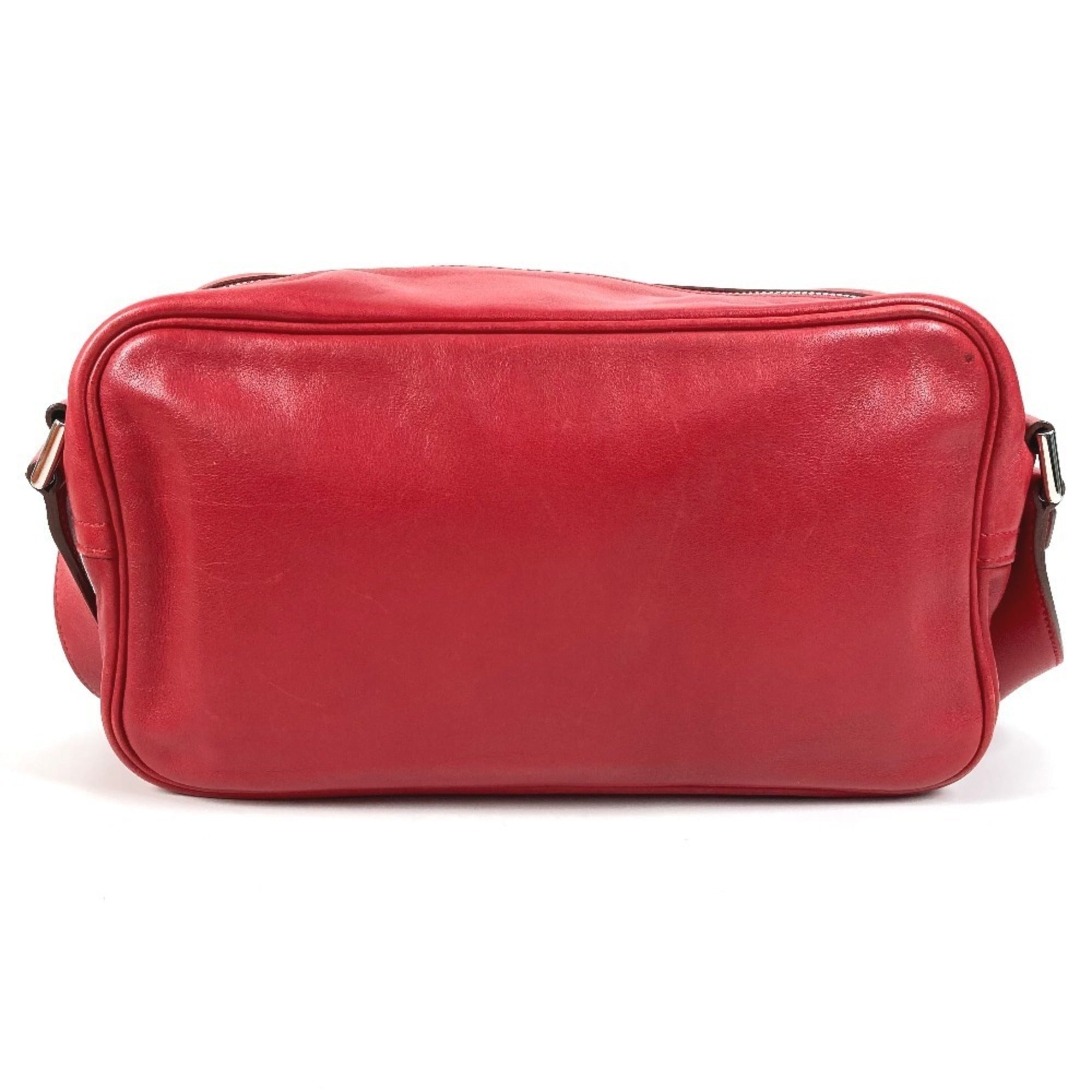 Hermes Red Color Leather Pochette Shoulder Bag (Pre-Owned)