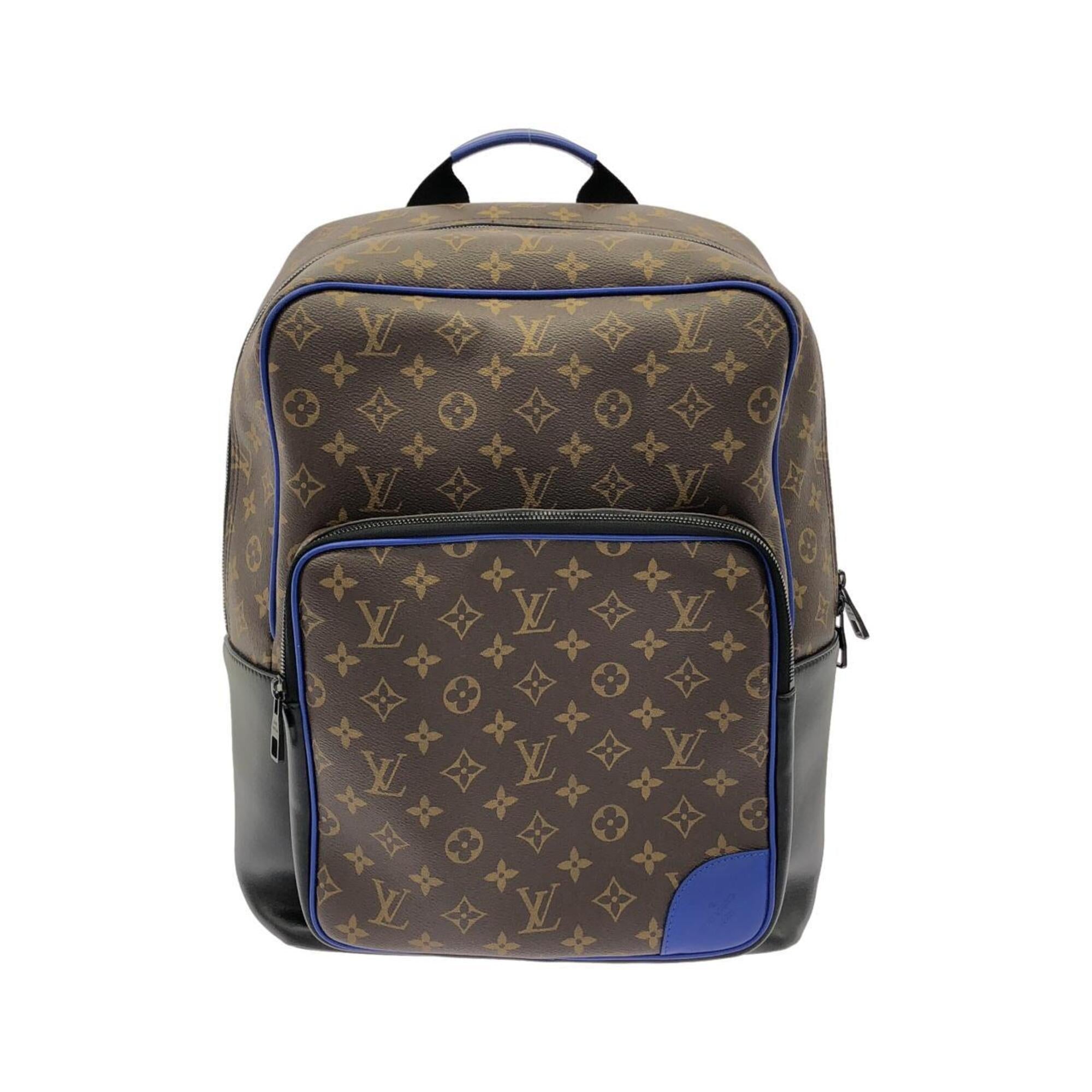 Louis Vuitton Monogram Macassar Blue Marron Coated Canvas Leather Backpack (Pre-Owned)